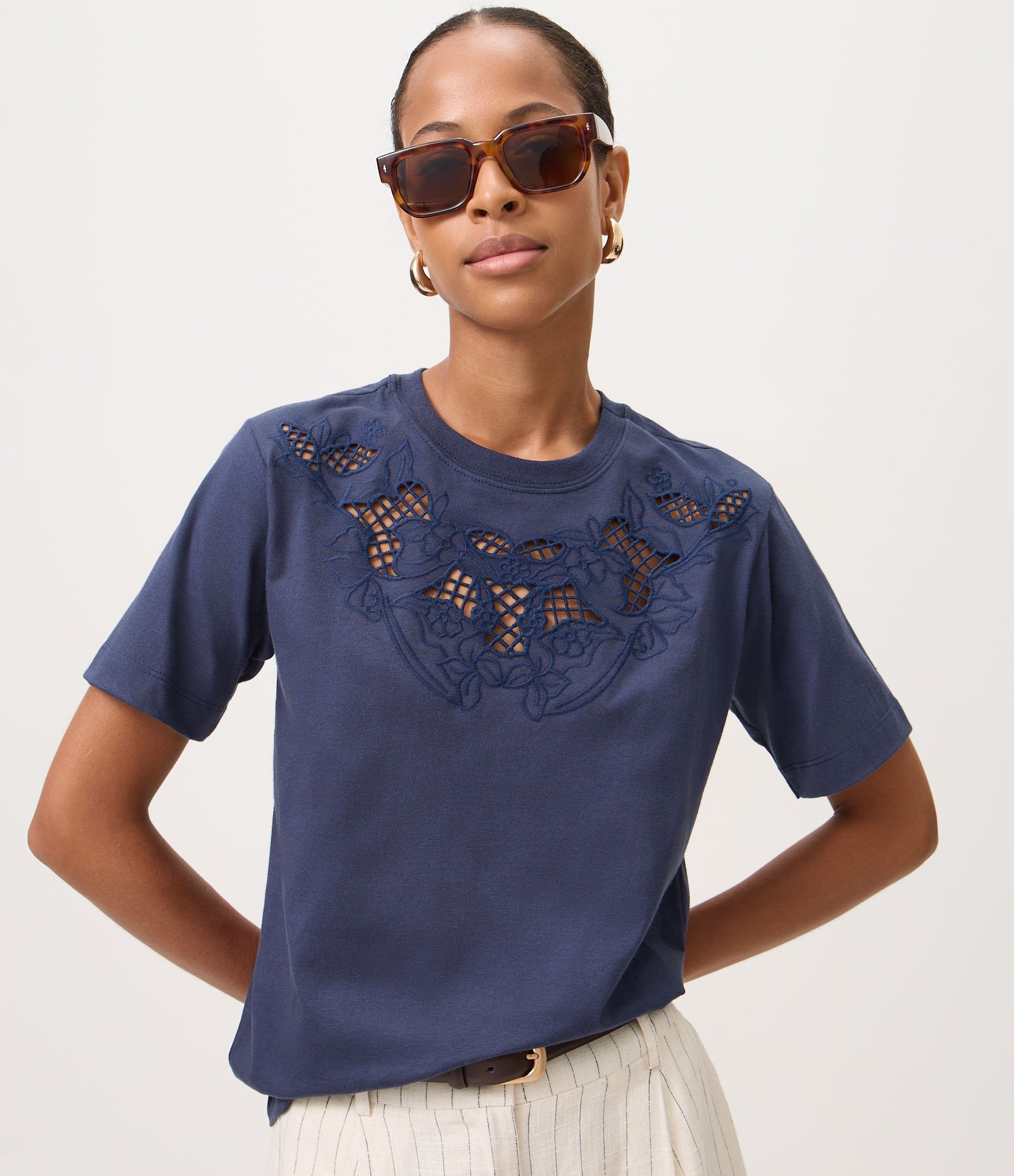 Blusa em Algodão com Bordado Richelieu Azul 1