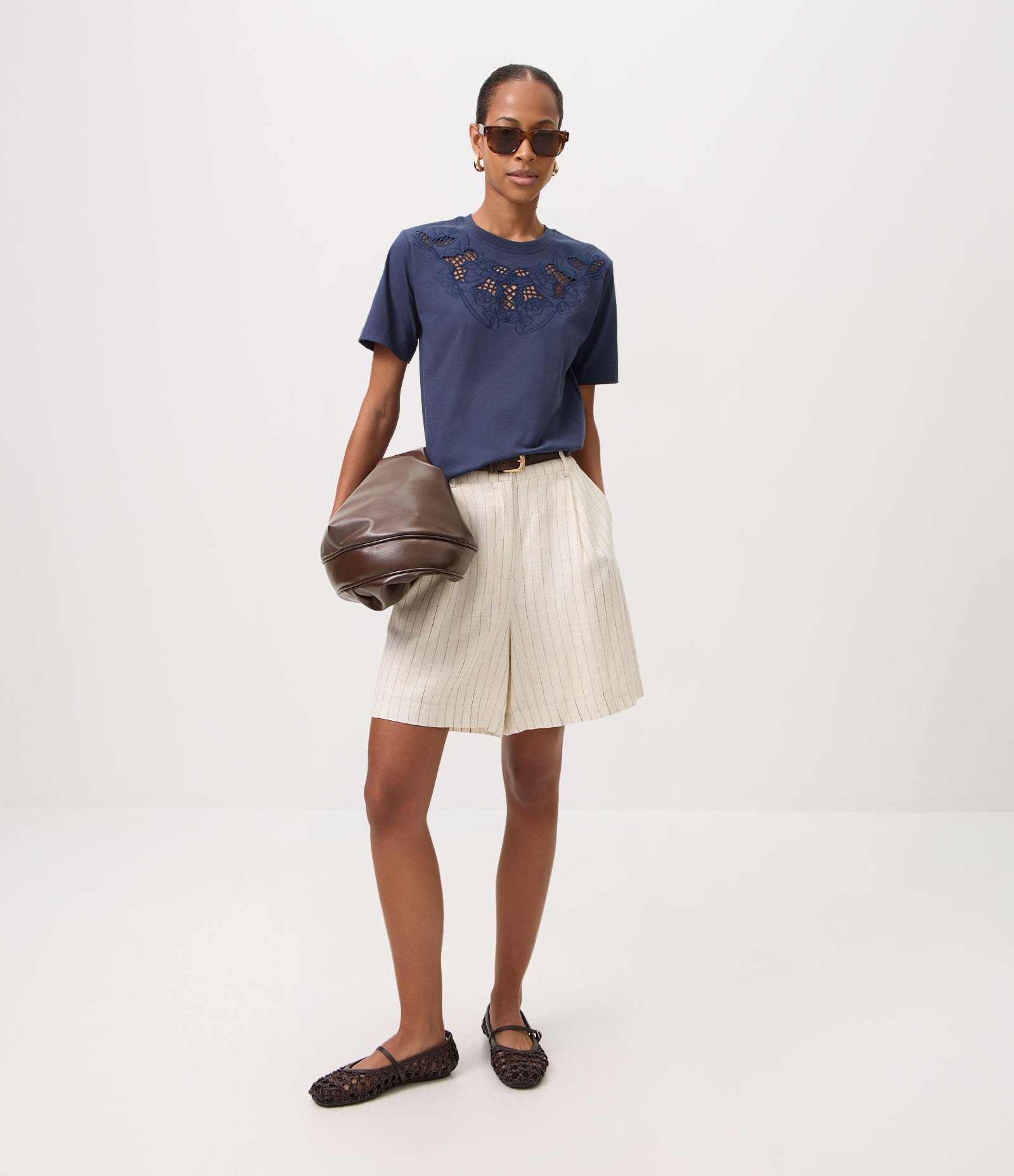 Blusa em Algodão com Bordado Richelieu Azul 2