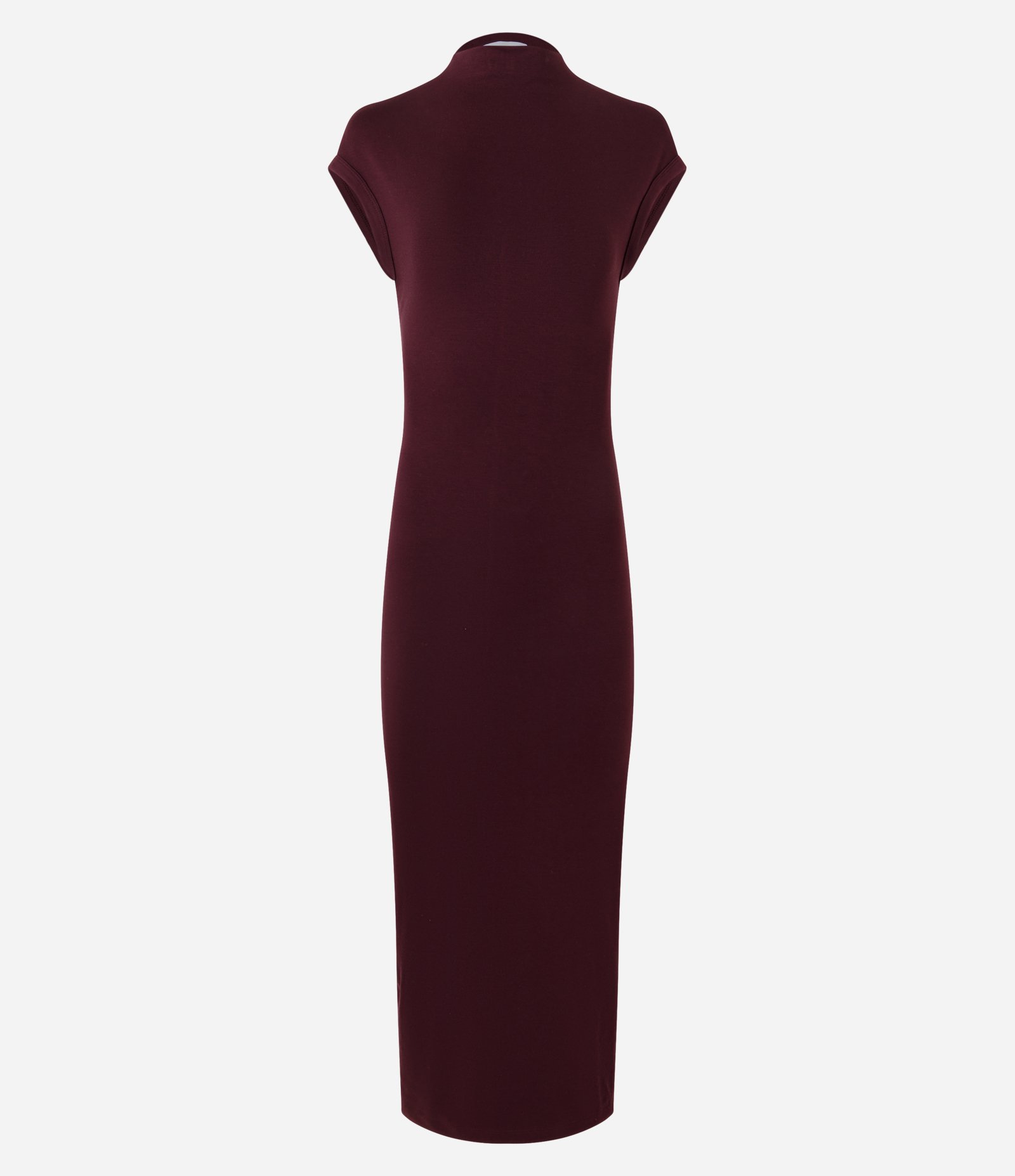 Vestido Midi em Ponto Roma com Ombros Contrastantes Bordô 2