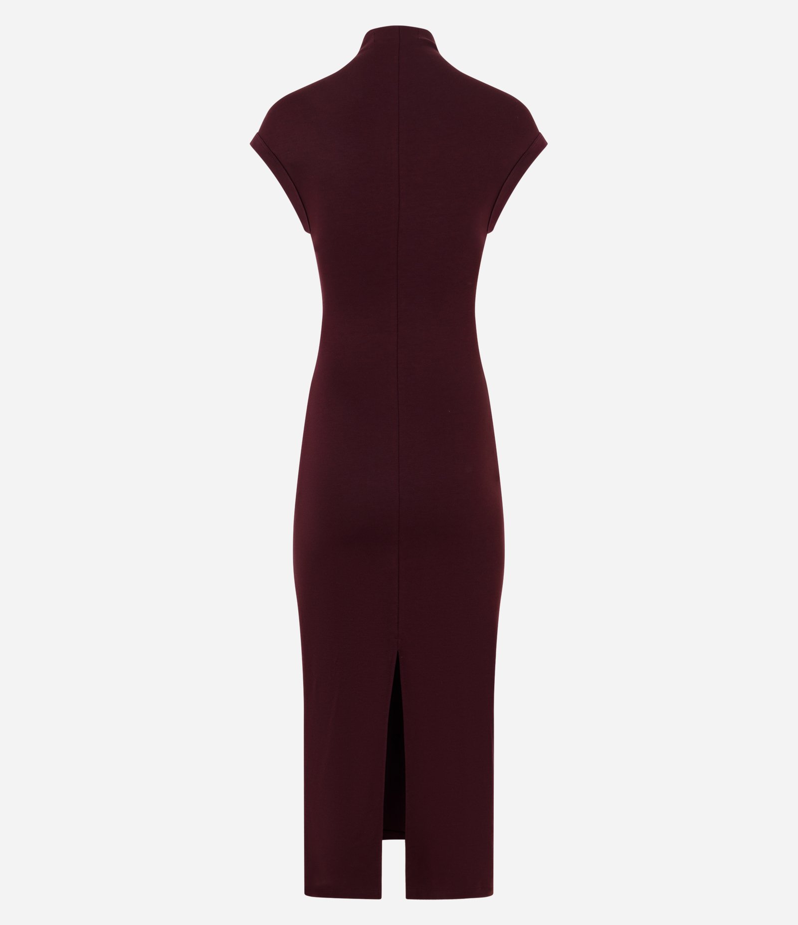 Vestido Midi em Ponto Roma com Ombros Contrastantes Bordô 3