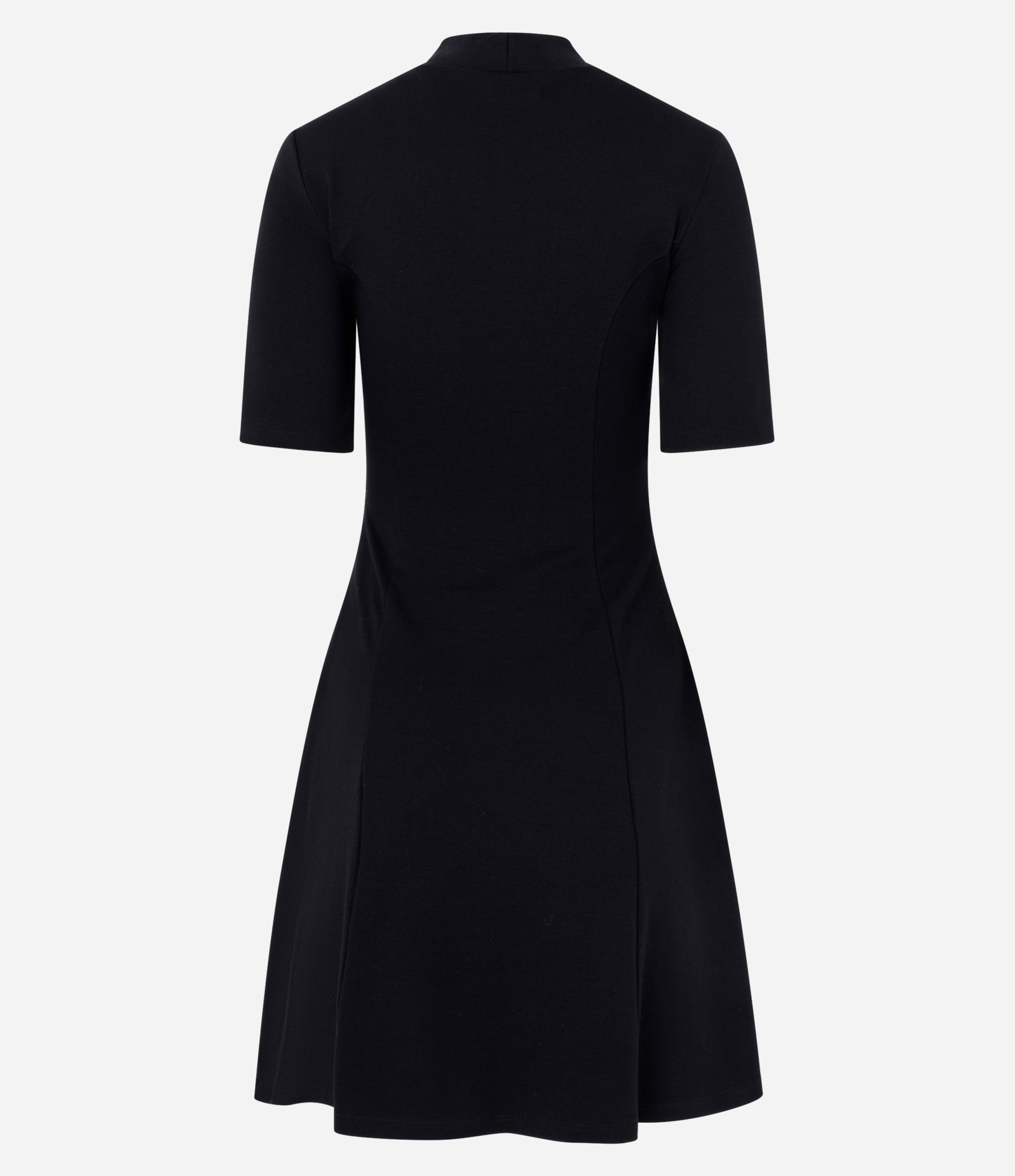 Vestido Em Viscose Evasê com Cinto Fino e Gola Alta Preto 6