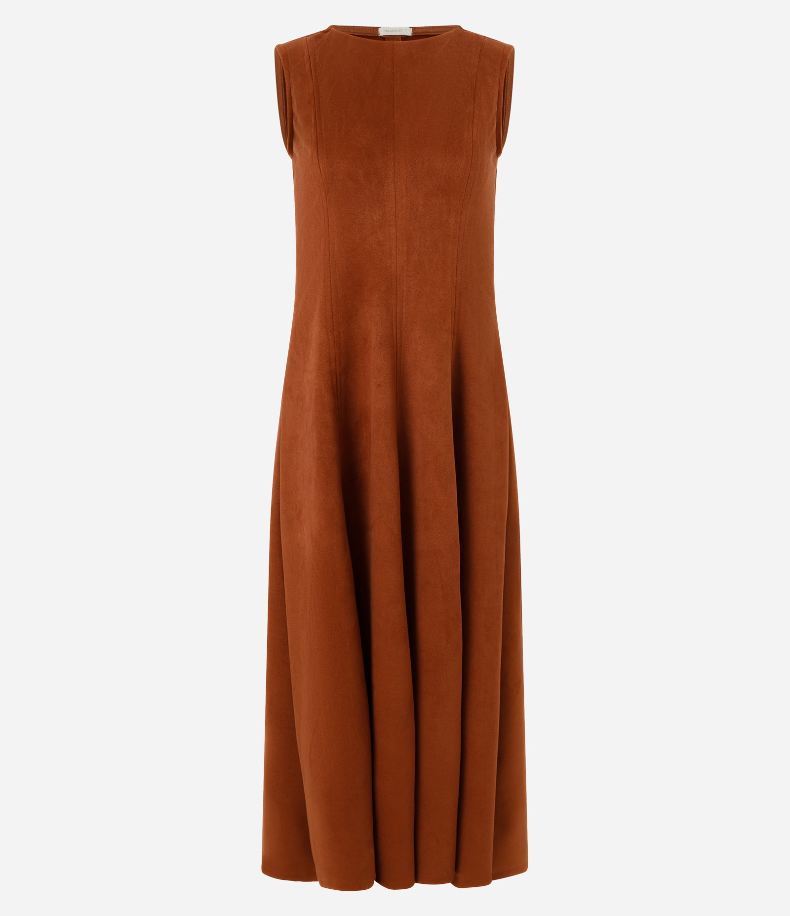 Vestido Midi em Suede com Recortes Estruturados Terracota 1