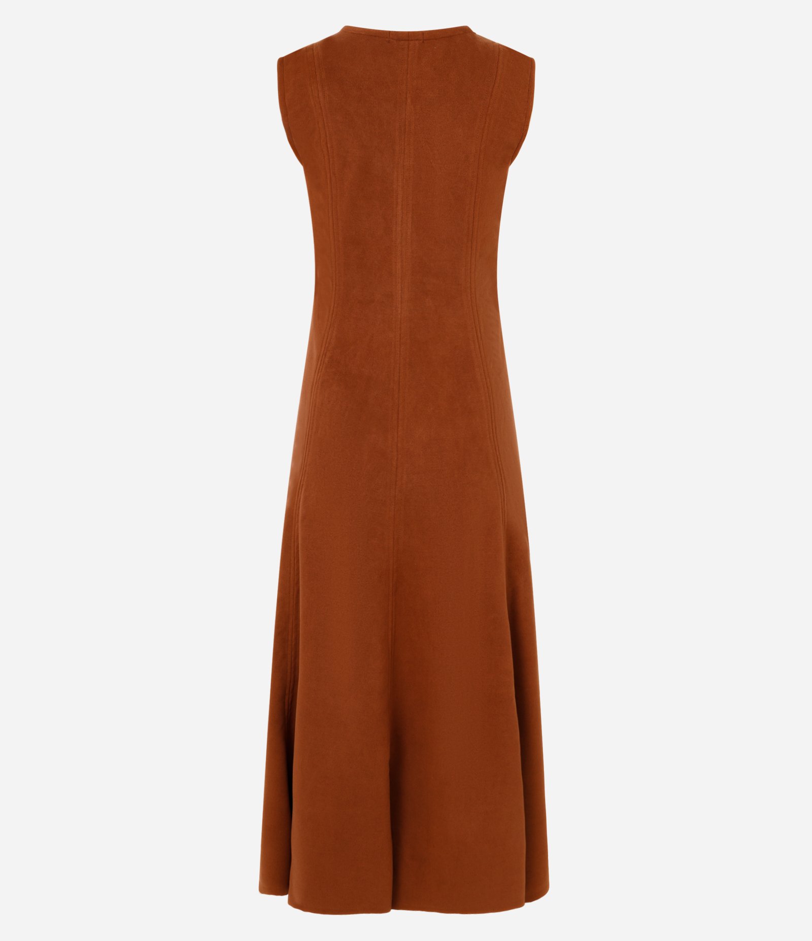 Vestido Midi em Suede com Recortes Estruturados Terracota 3