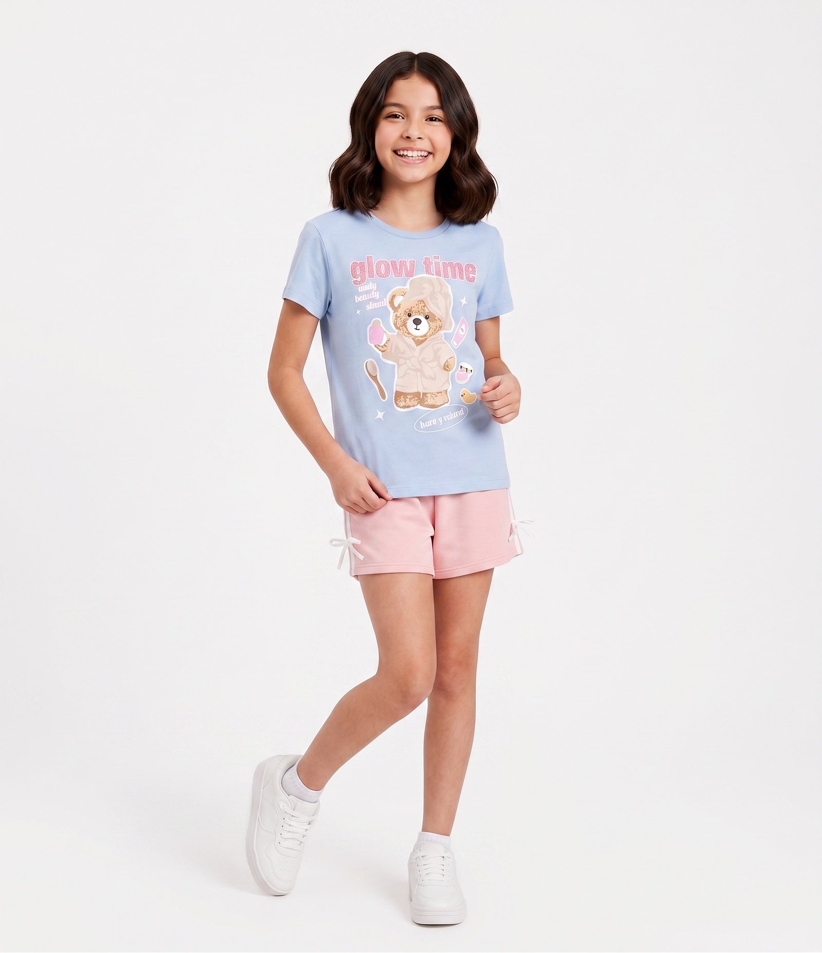 Camiseta Infantil Em Algodão Ursinho - Tam 5 a 16 Anos Azul 1