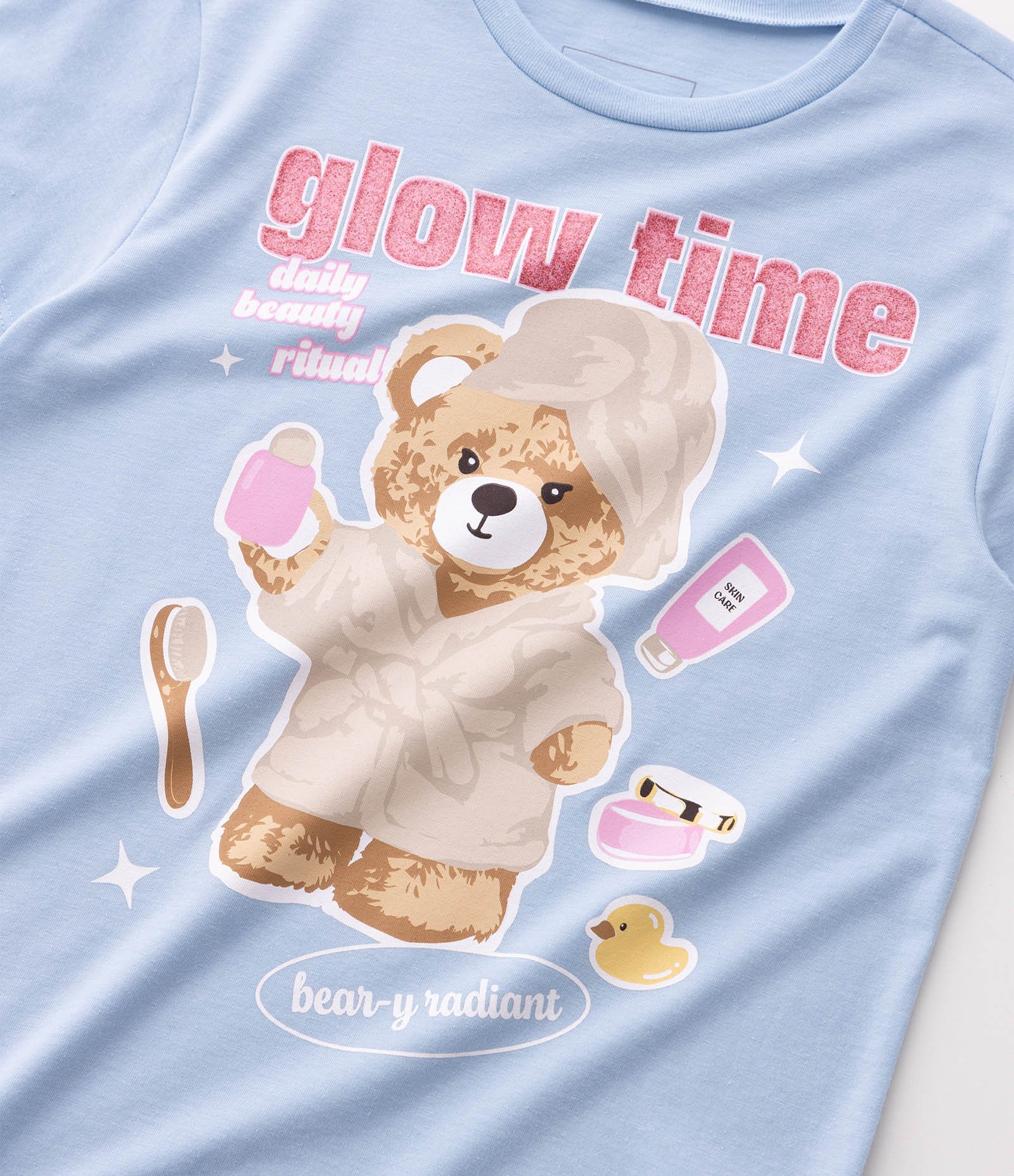 Camiseta Infantil Em Algodão Ursinho - Tam 5 a 16 Anos Azul 6