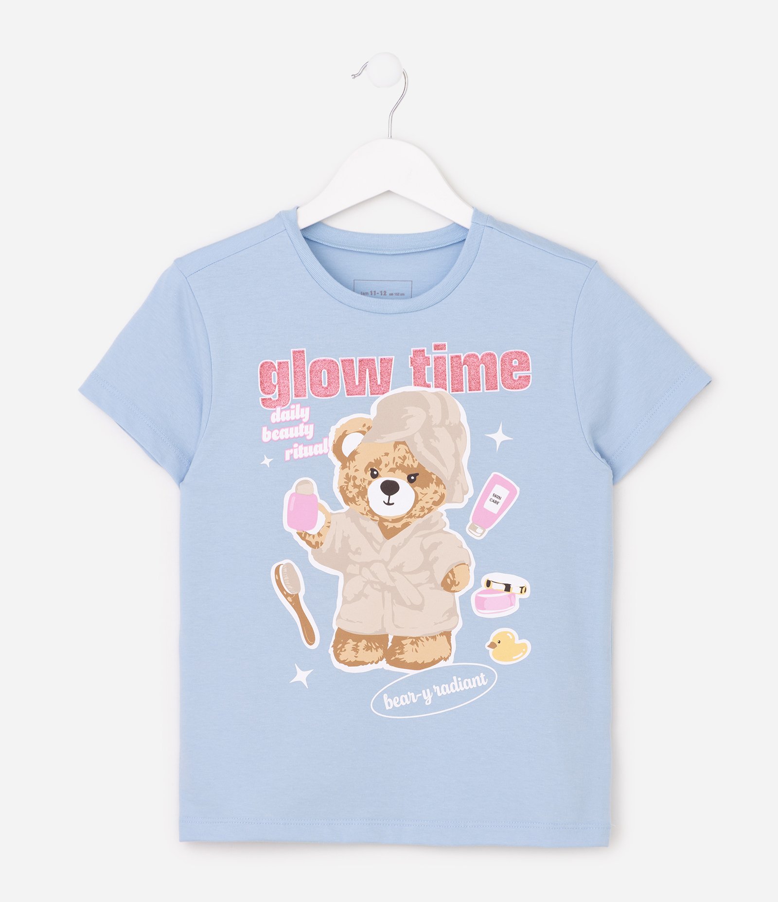 Camiseta Infantil Em Algodão Ursinho - Tam 5 a 16 Anos Azul 7