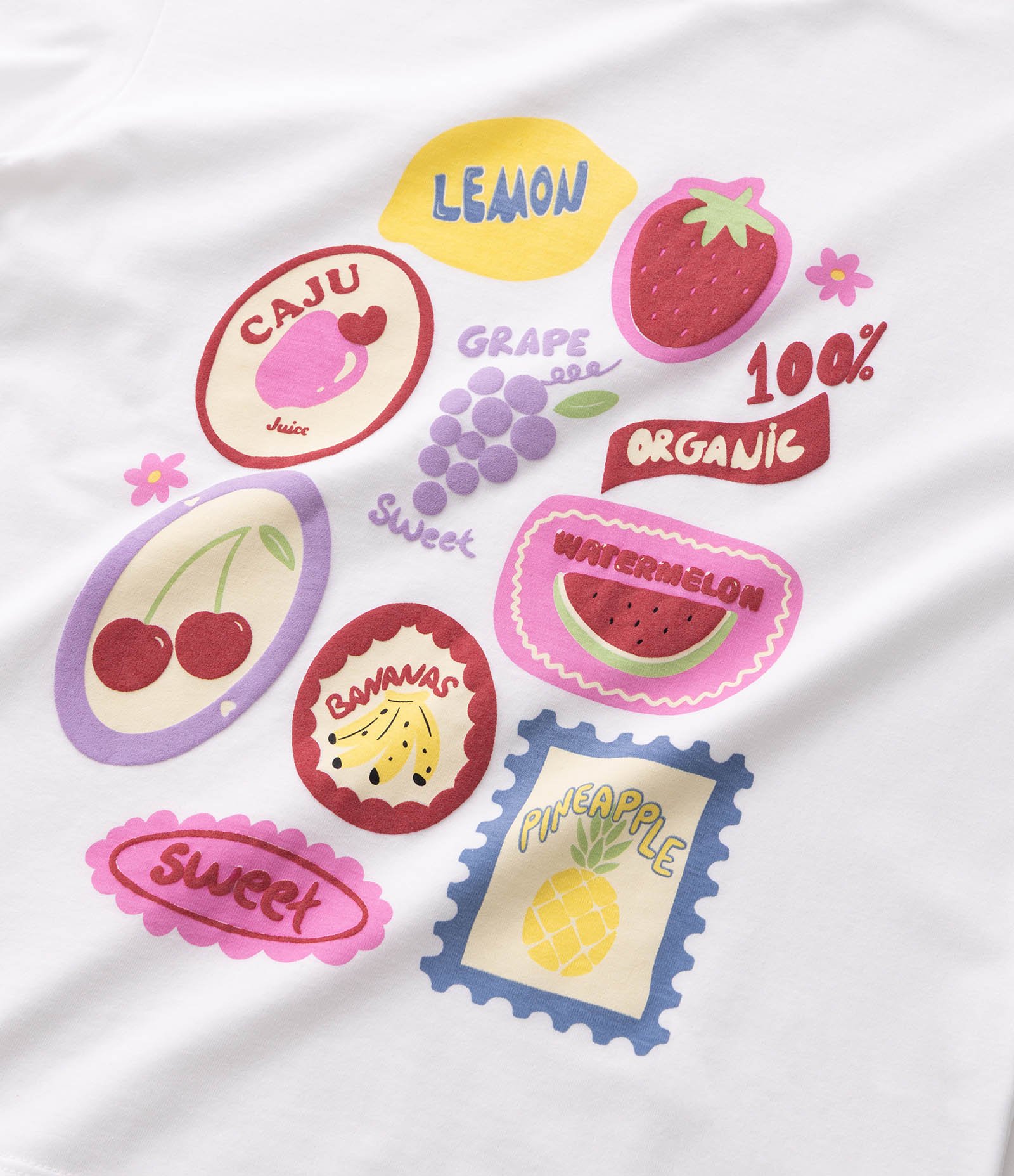 Camiseta Infantil com Estampa Frontal de Frutas e Lettering - Tam 5 a 16 Anos Branco 6