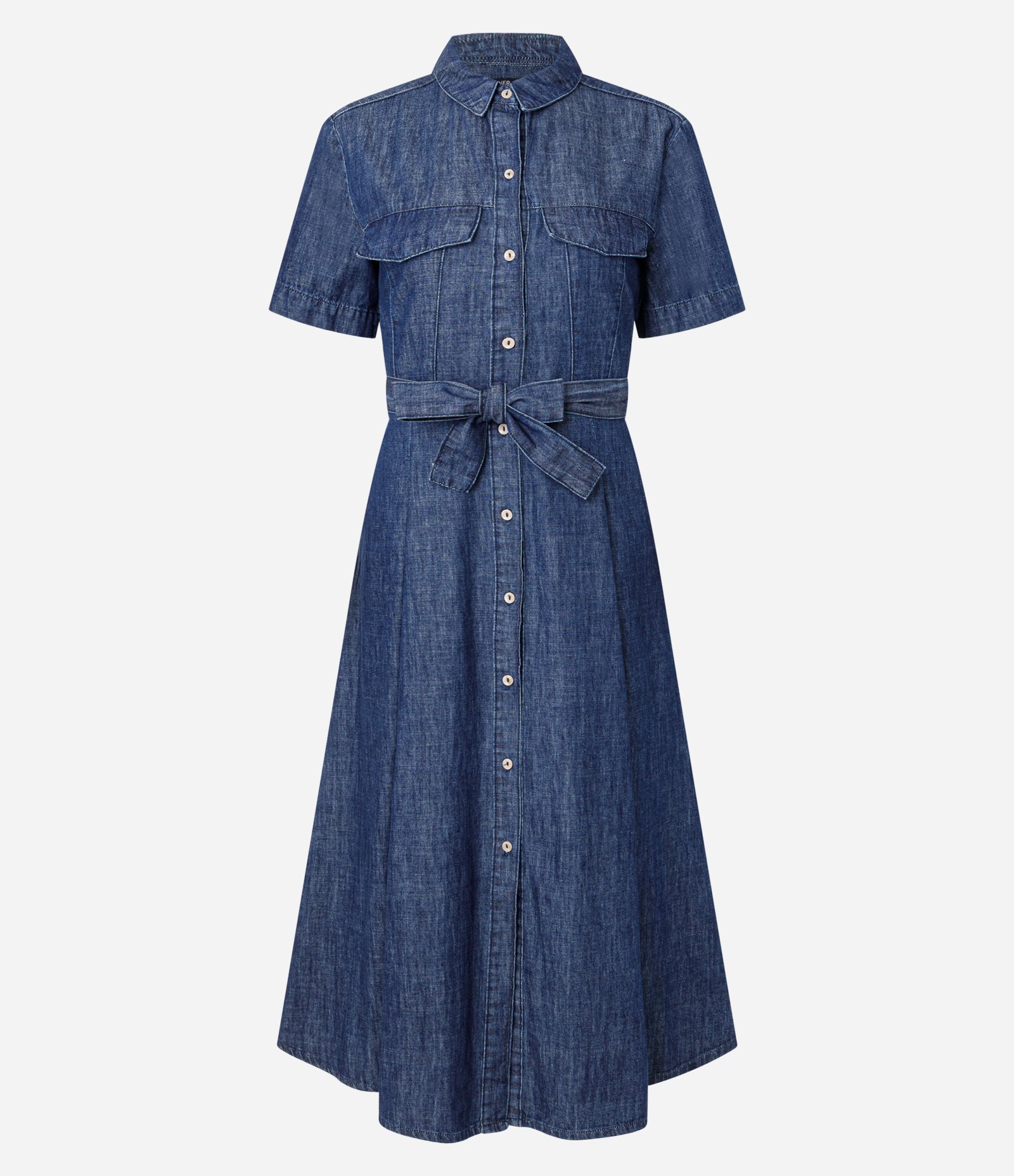 Vestido New Midi em Jeans com Faixa para Amarração Azul 6