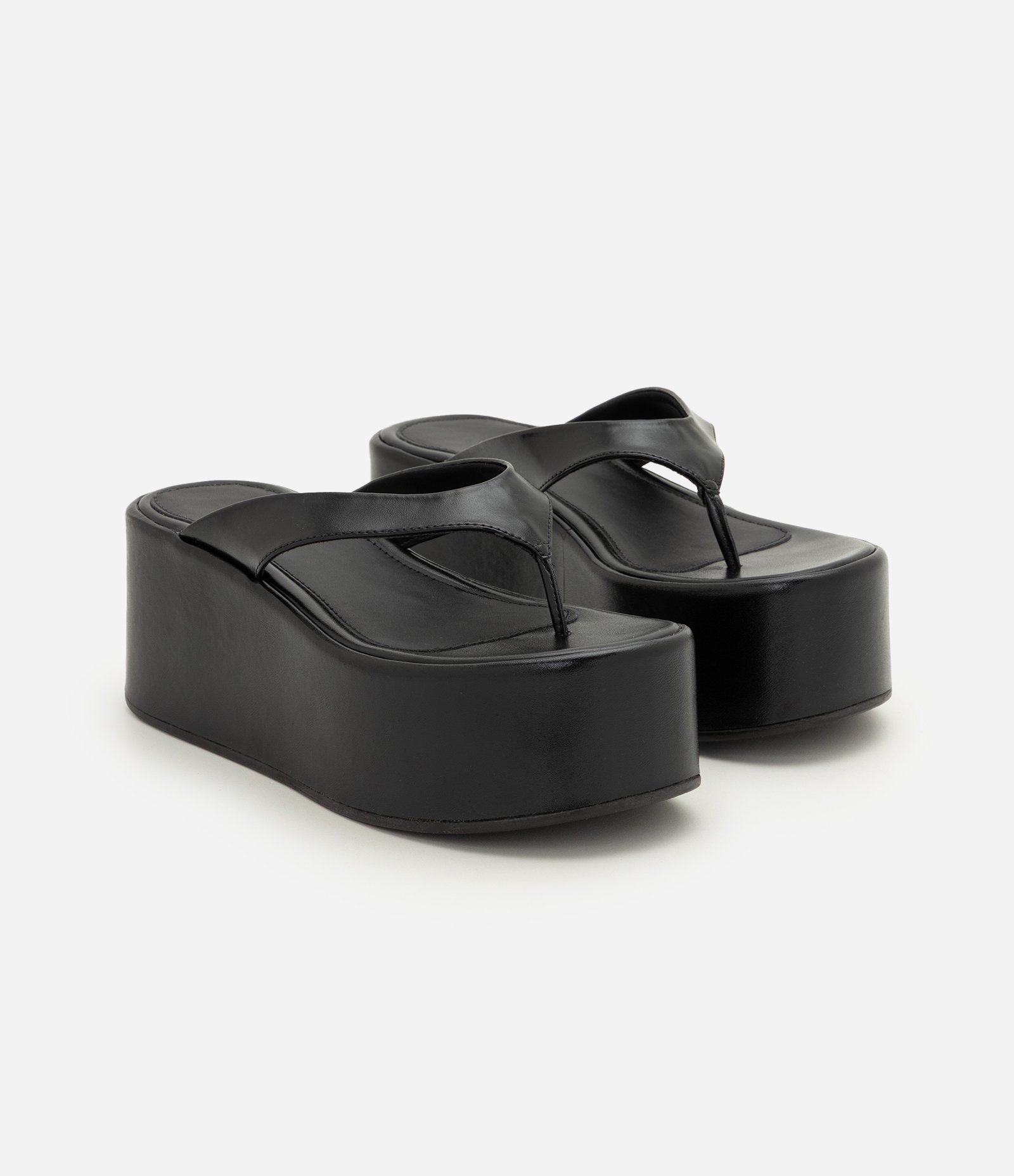 Sandália de Dedo Plataforma em PU Preto 2