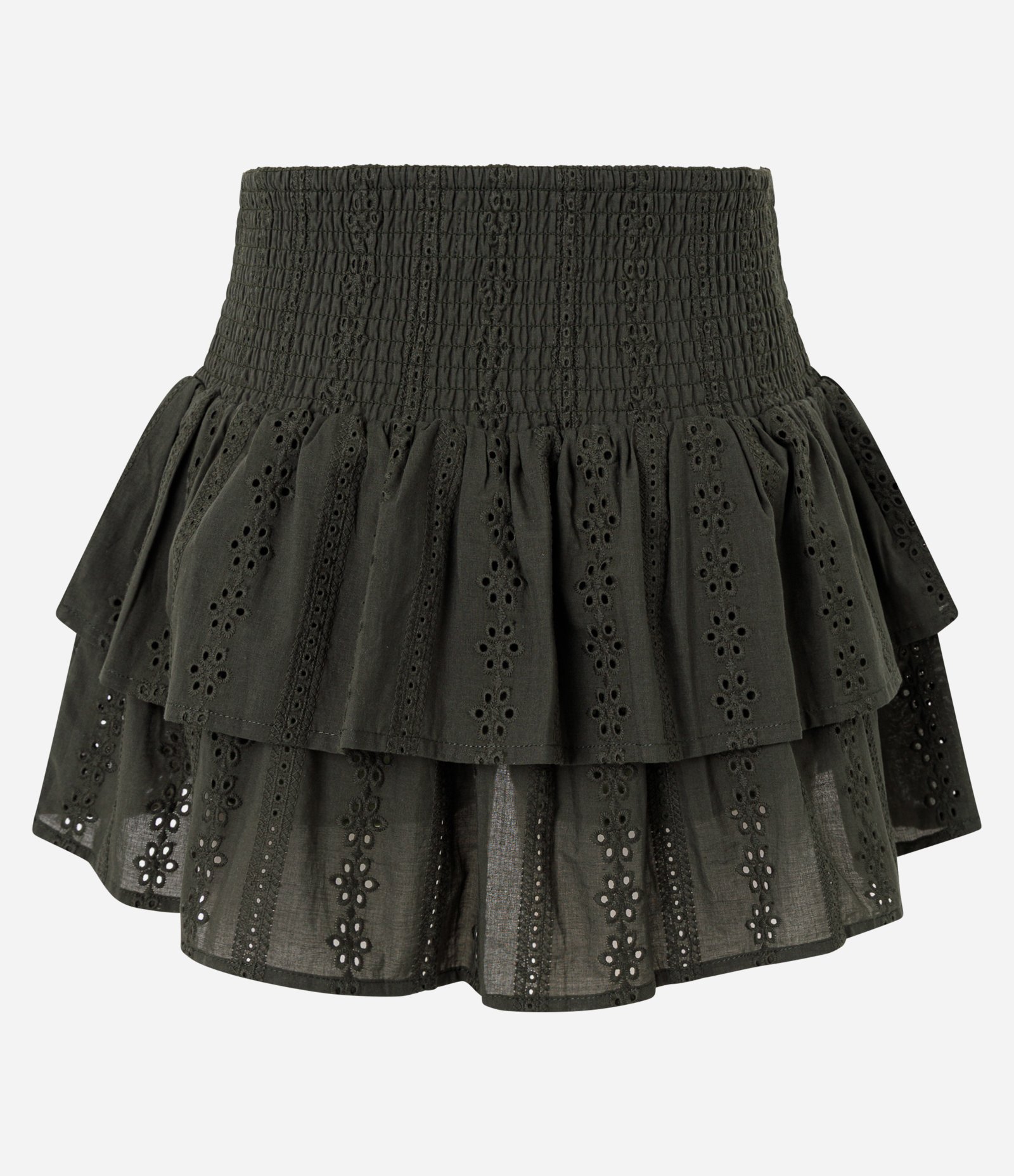 Short Saia em Laise com Babados em Camadas Verde 3