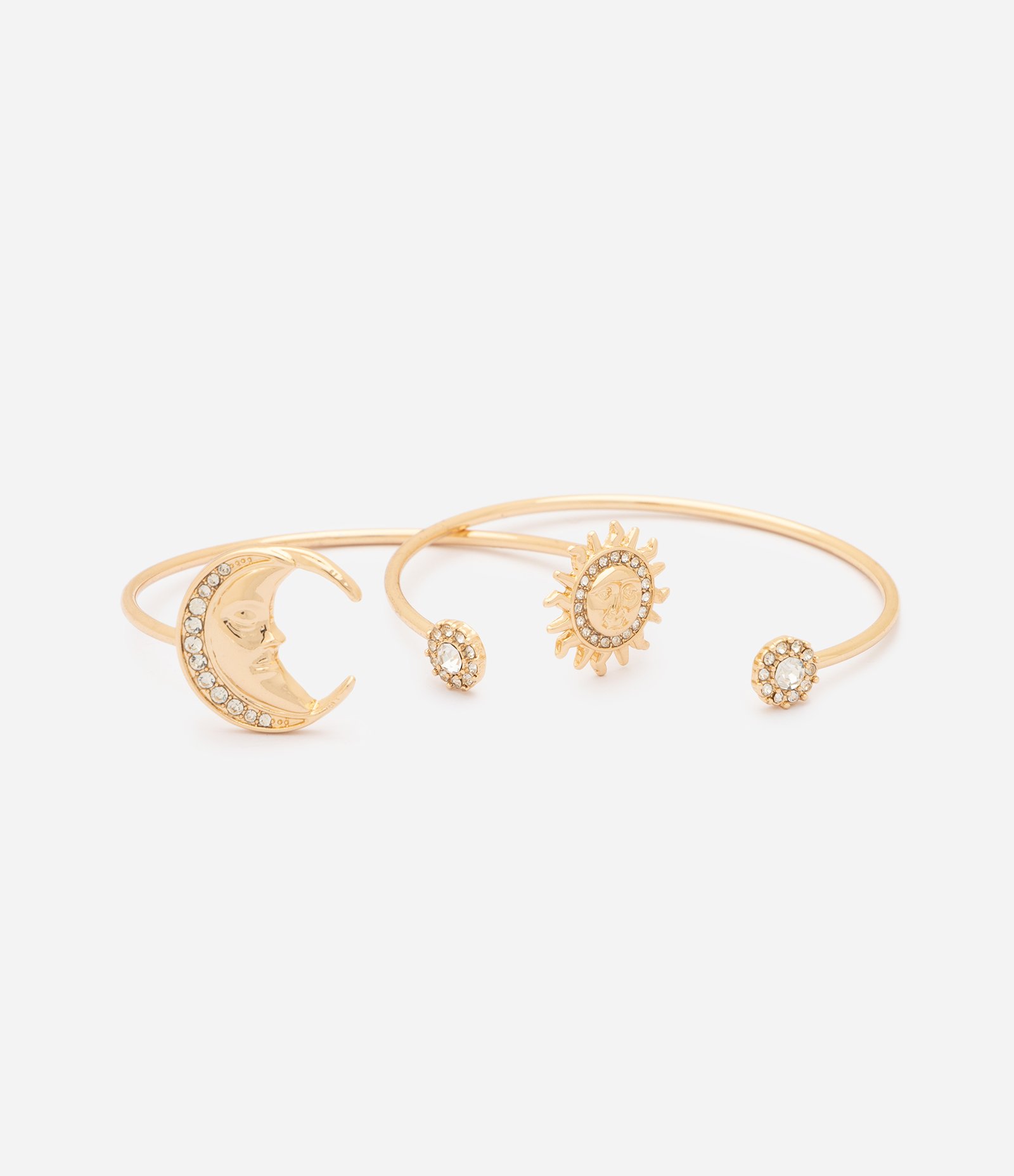 Kit de 02 Braceletes com Detalhes de Sol e Lua Dourado 2