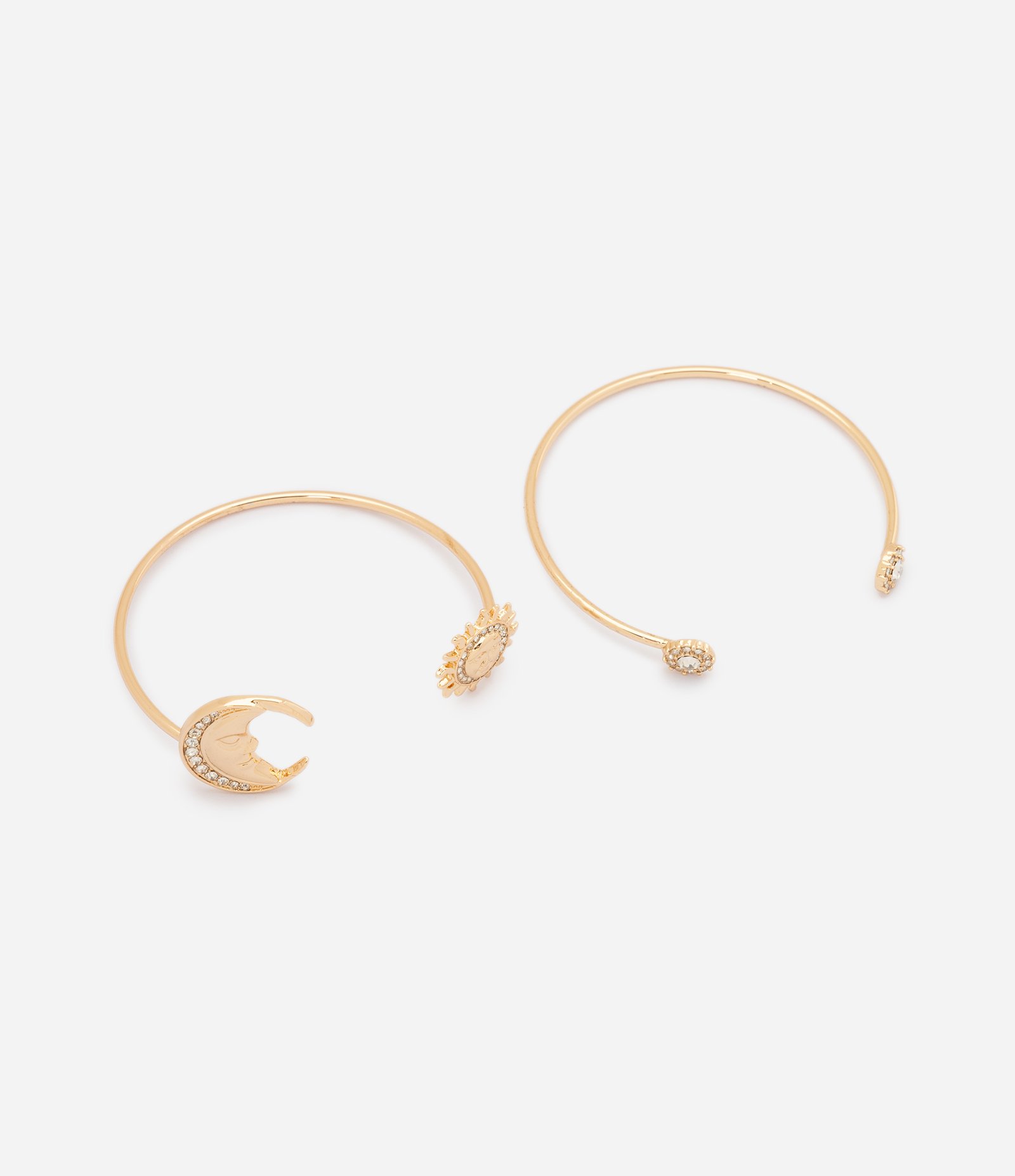 Kit de 02 Braceletes com Detalhes de Sol e Lua Dourado 3