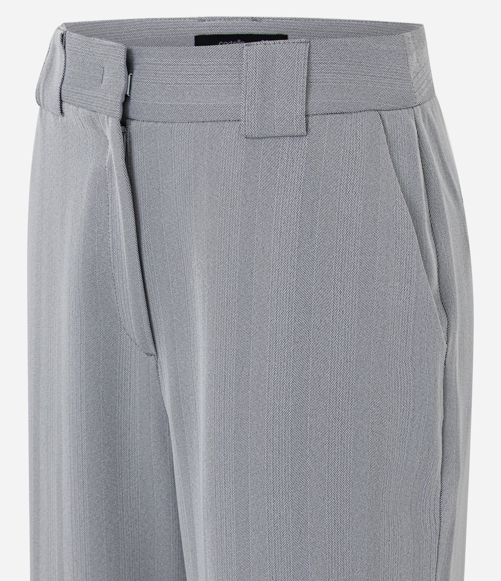 Calça Wide Alfaiatada com Estampa Espinha de Peixe Cinza 6
