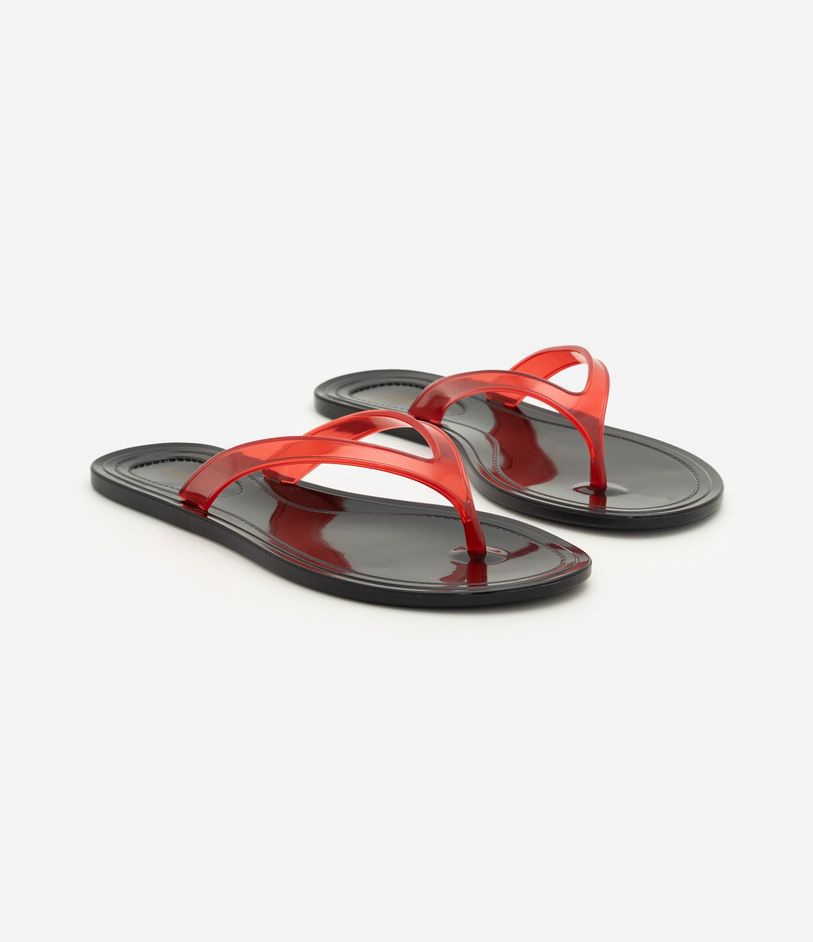 Rasteira Mule com Tiras Transparentes Vermelho 2