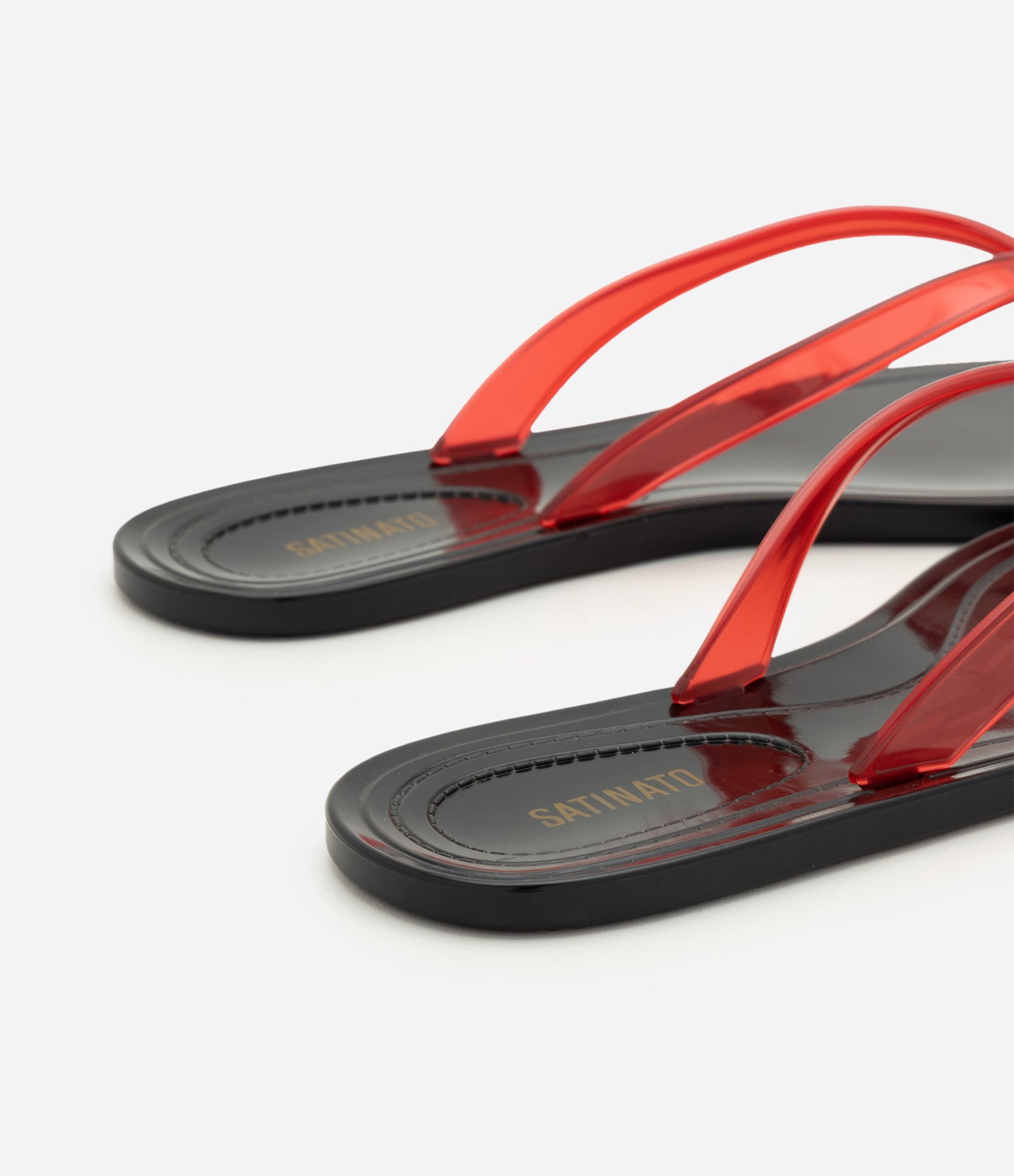 Rasteira Mule com Tiras Transparentes Vermelho 3