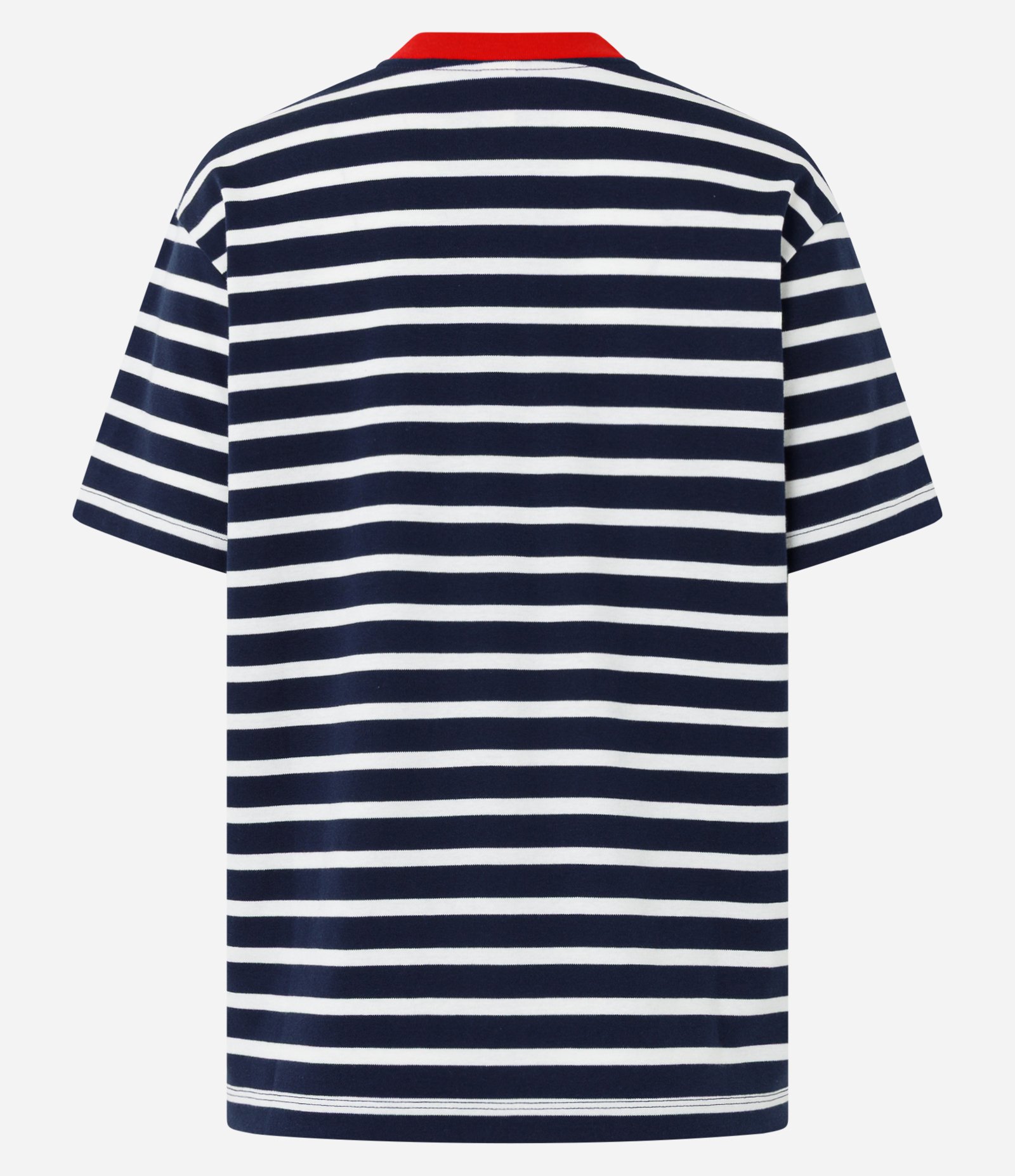 Camiseta Básica Oversized Listrada em Algodão Azul 2