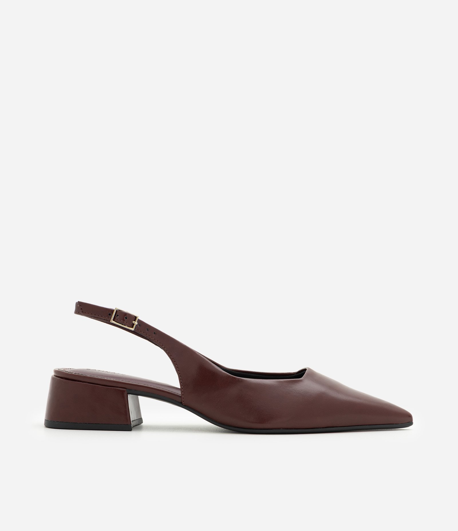 Sapato Slingback em PU com Salto Bloco Bordô 3