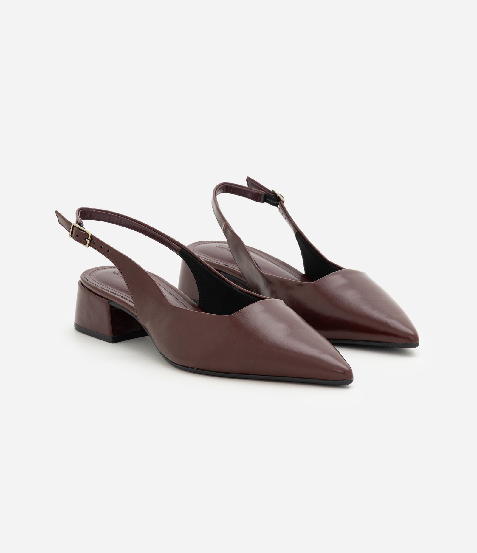 Sapato Slingback em PU com Salto Bloco Bordô 4
