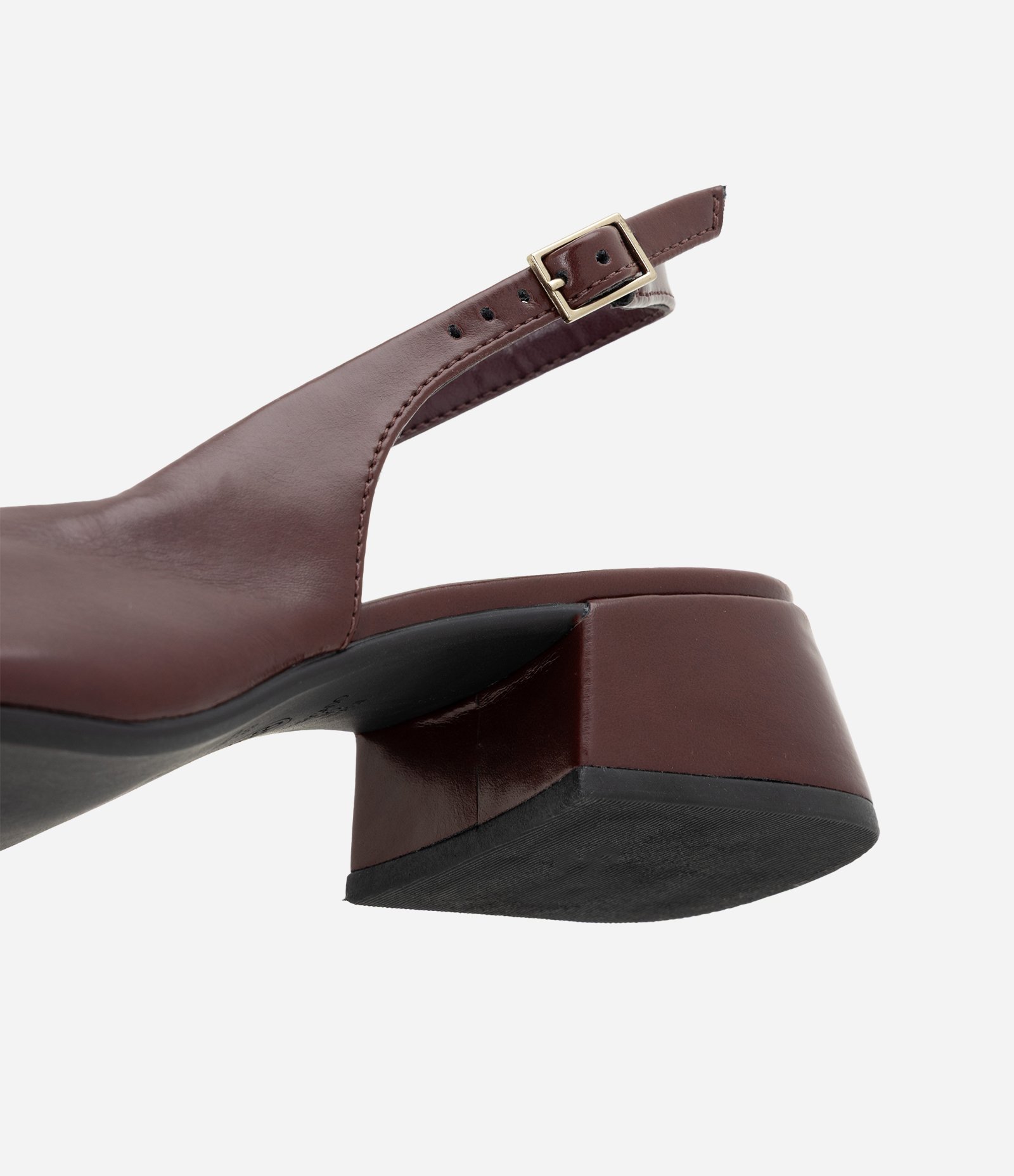 Sapato Slingback em PU com Salto Bloco Bordô 5