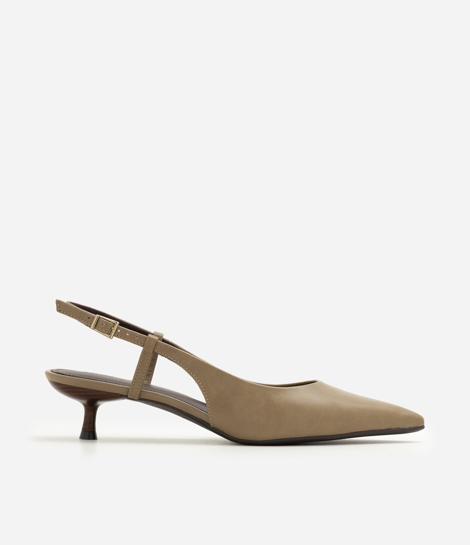 Sapato Slingback em PU com Salto Kitten Heel Verde 3