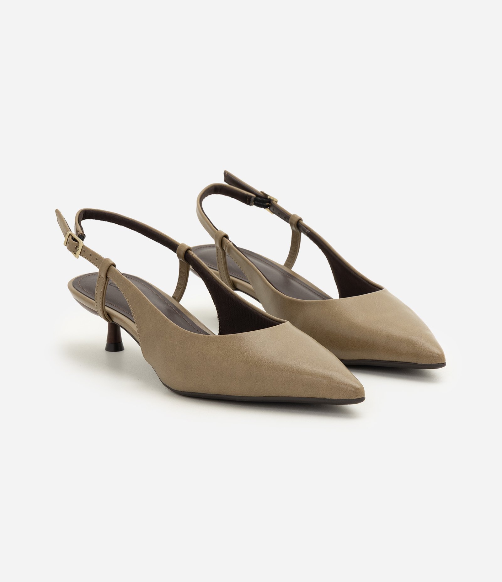 Sapato Slingback em PU com Salto Kitten Heel Verde 4