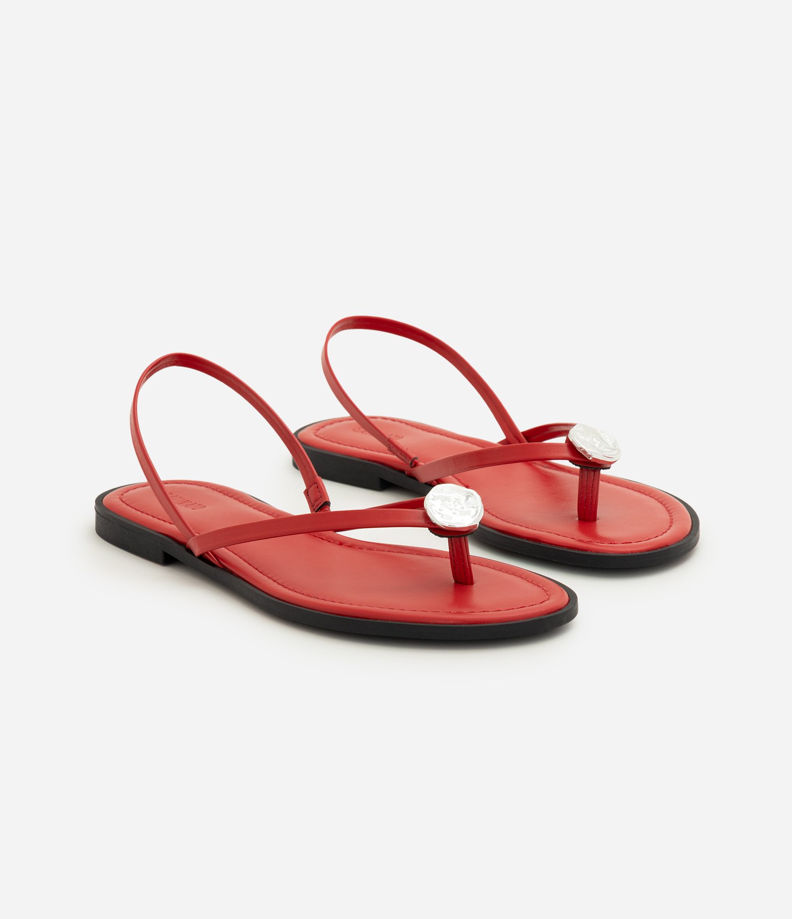 Rasteira de Dedo com Aplicação Metalizada Vermelho 2