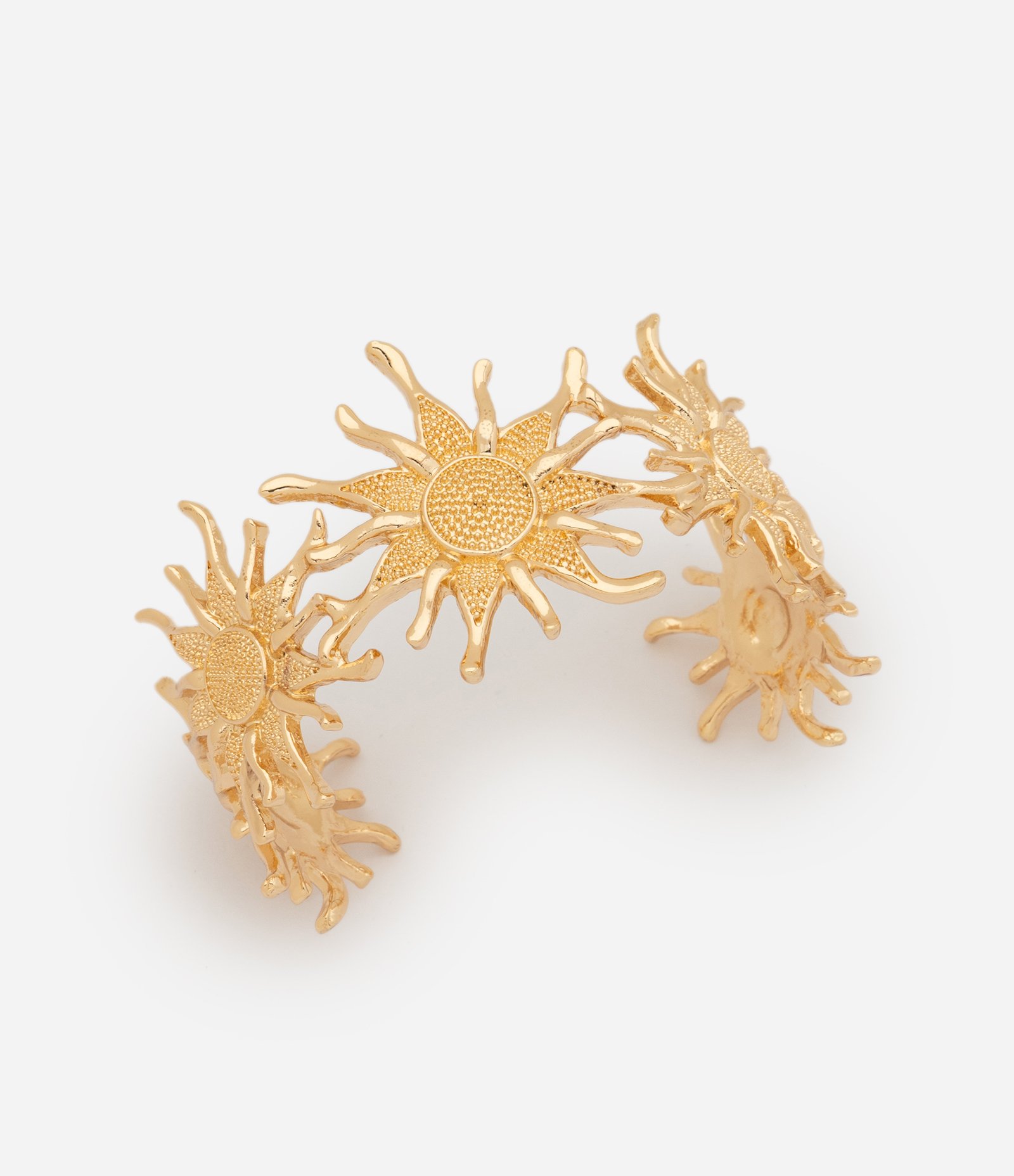 Bracelete Rígido com Detalhes em Formato de Sol Dourado 3