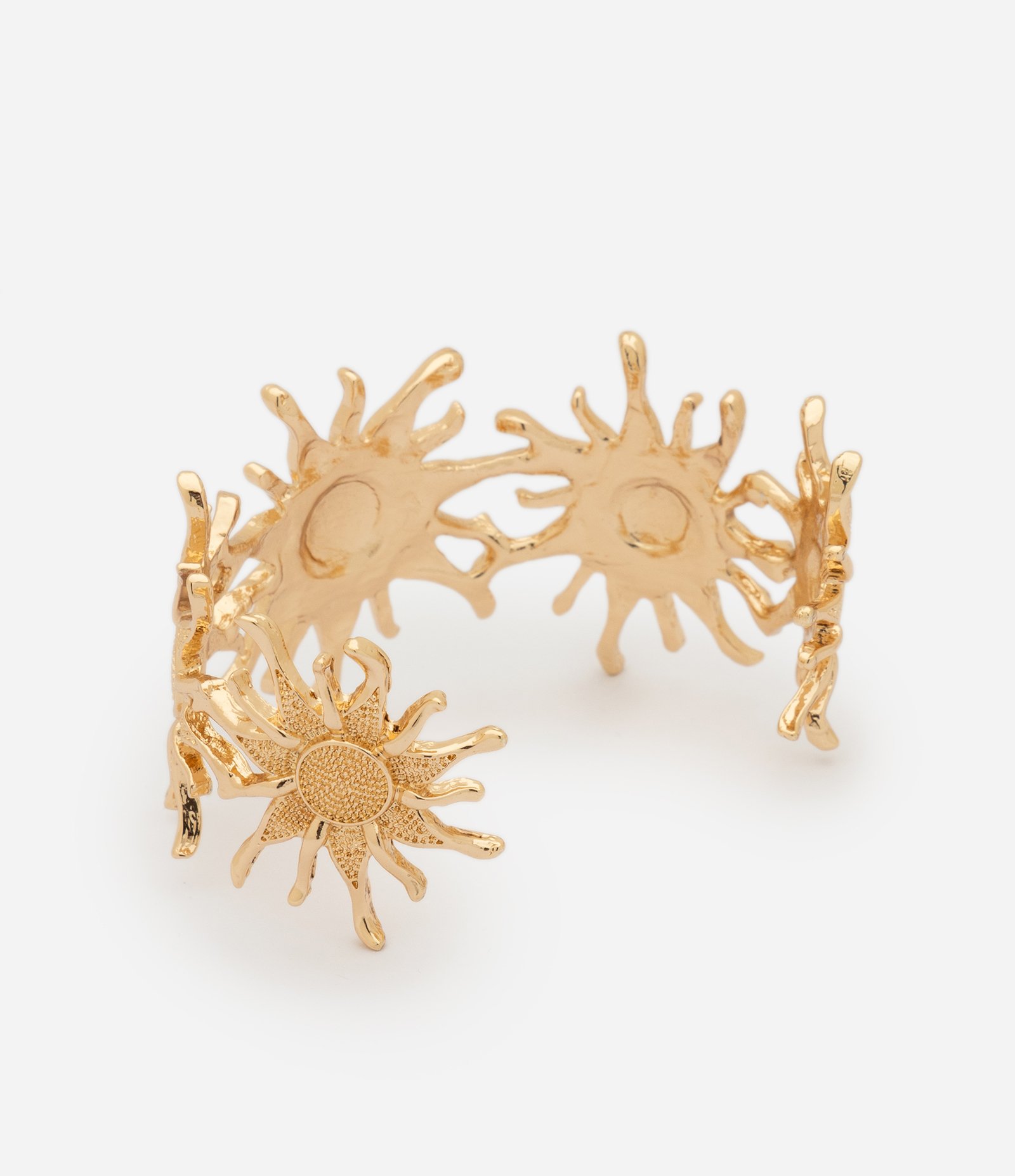 Bracelete Rígido com Detalhes em Formato de Sol Dourado 4