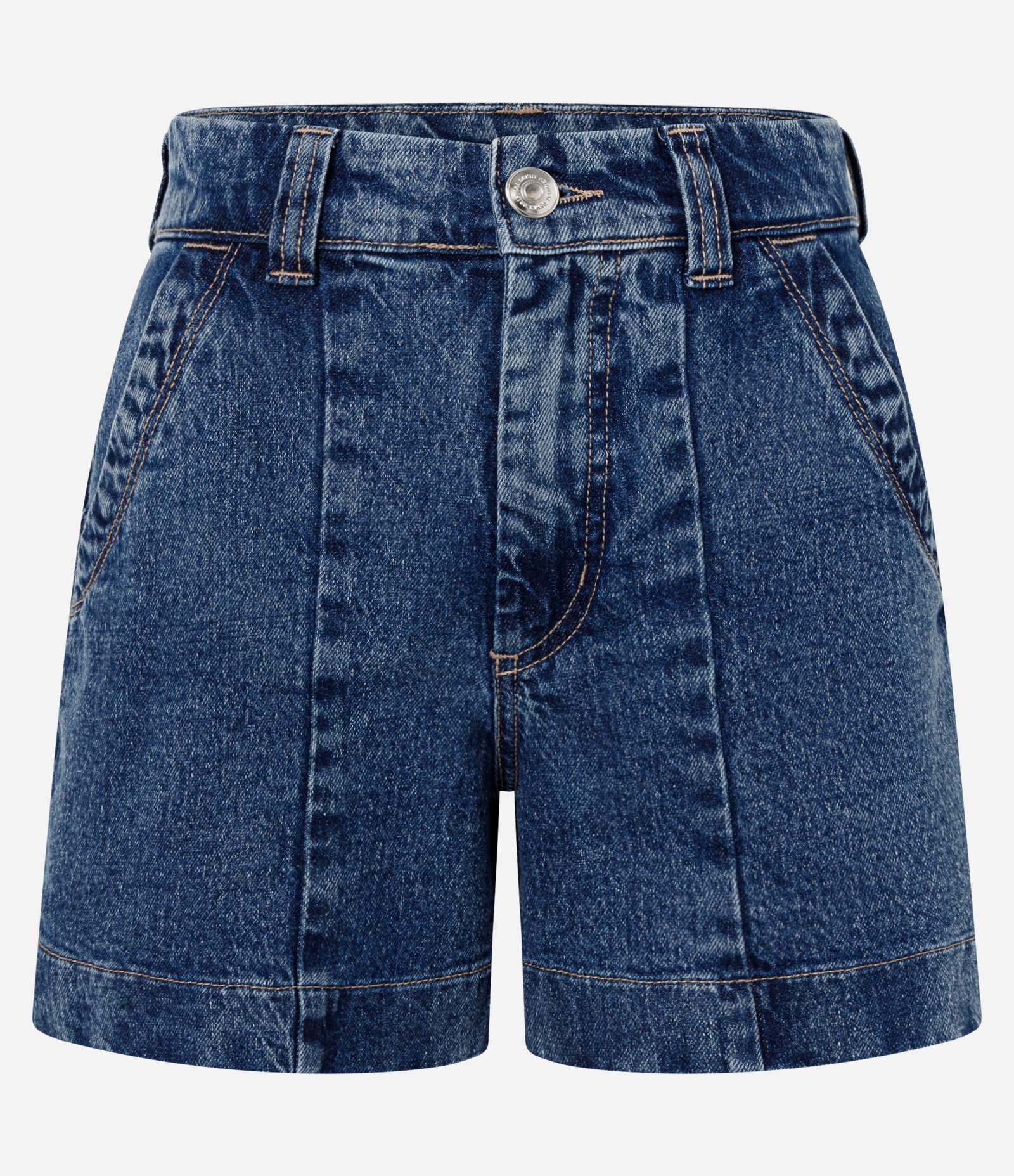 Short Regular em Jeans com Pences Frontais e Cintura Alta Azul 1