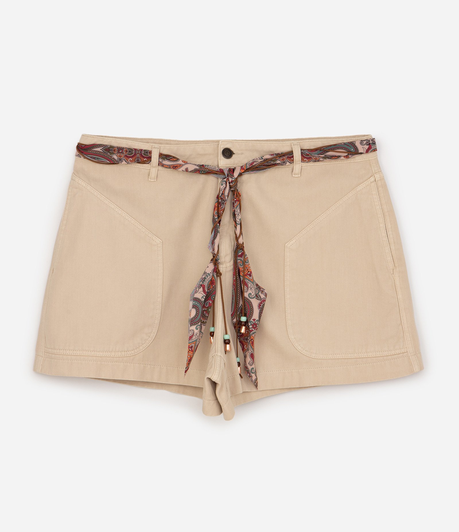 Short Mom com Cinto Lenço Curve & Plus Size Bege 1