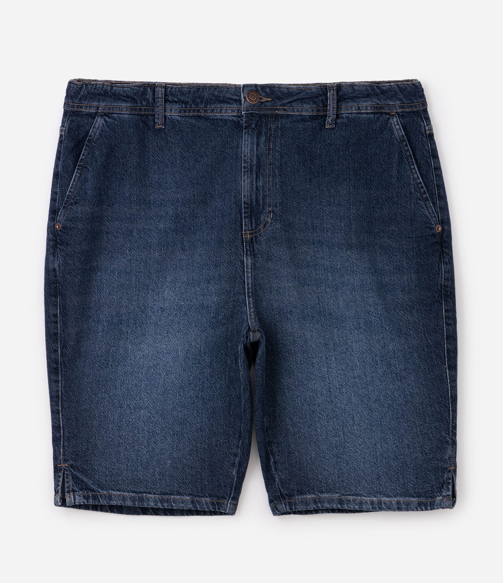 Bermuda Ciclista em Jeans com Abertura Lateral Curve & Plus Size Azul Escuro 1