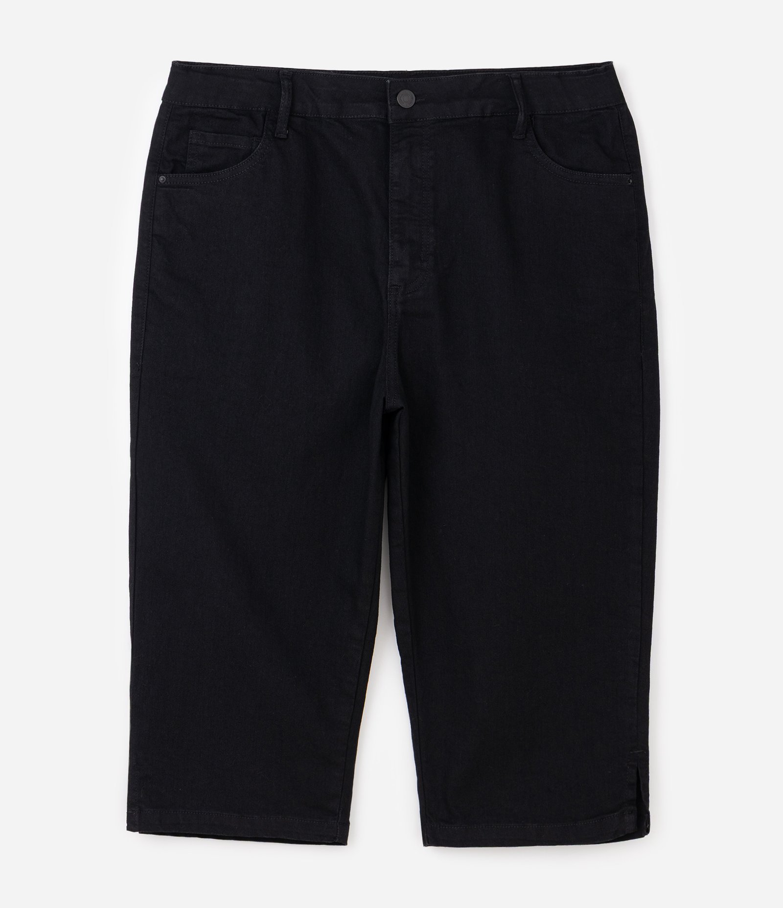 Calça Corsário Jeans Black com Cauda Longa Curve & Plus Size Preto 1