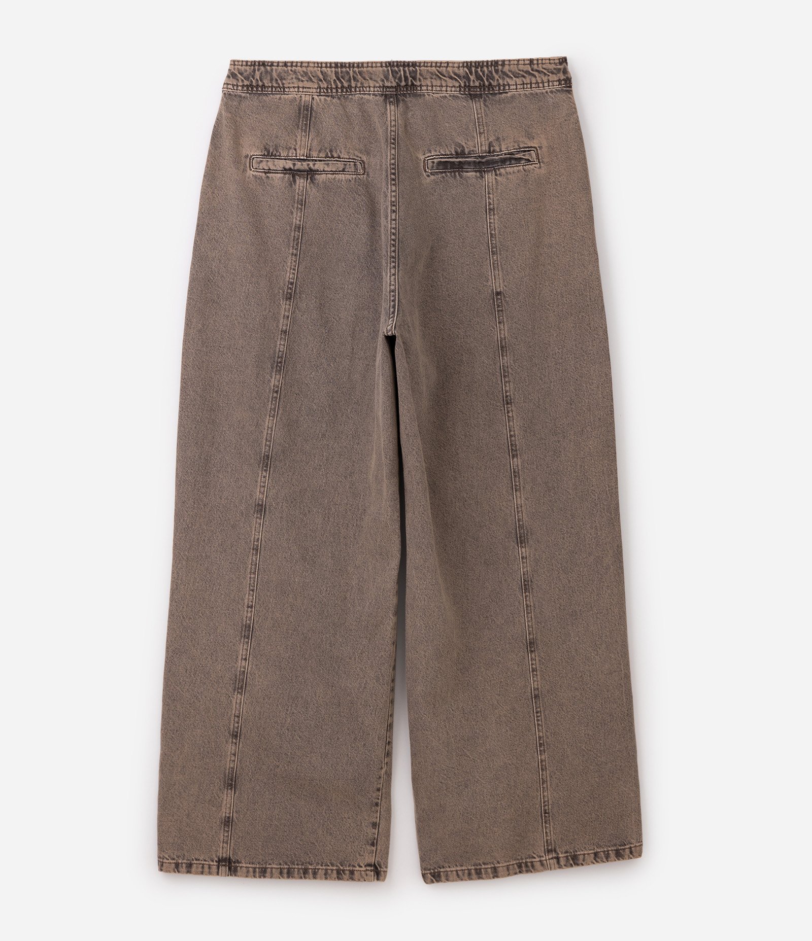 Calça Wide Leg em Jeans Sobretinto com Recortes Curve & Plus Size Cinza 7
