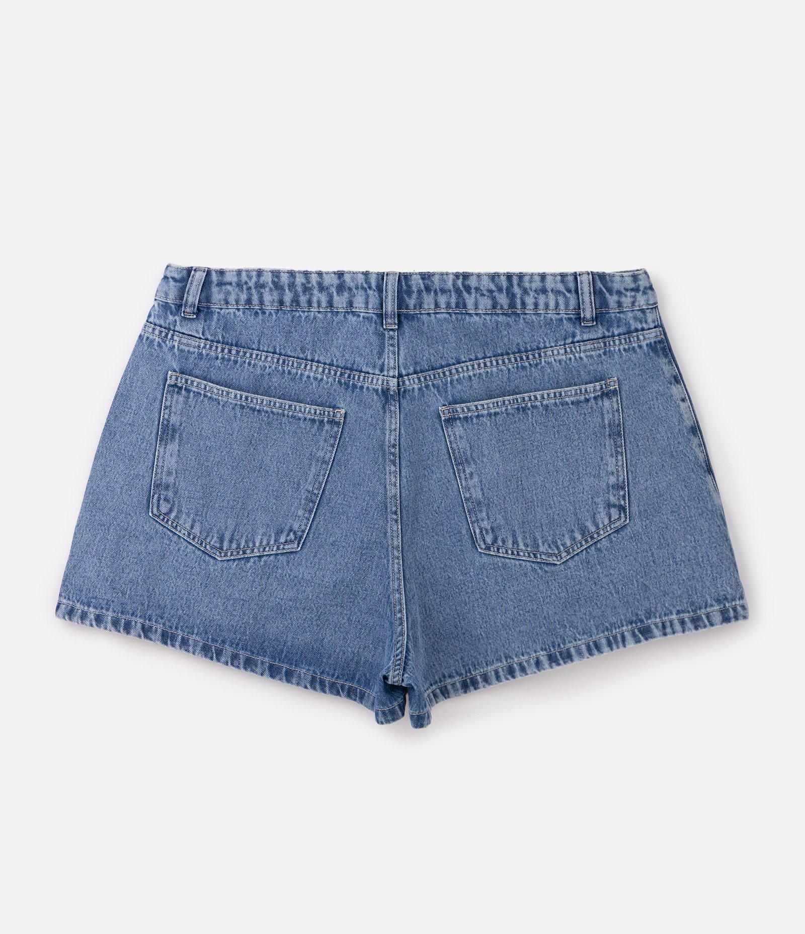 Short Saia Jeans com Bolsos Bordados Curve & Plus Size Azul 2