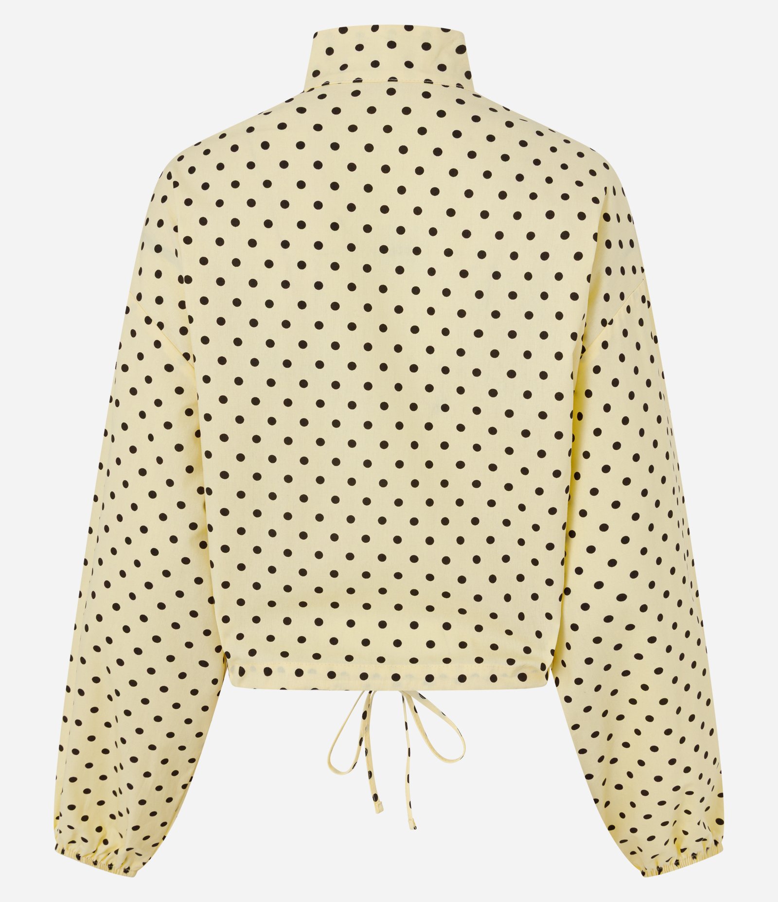Camisa em Tricoline com Estampa Poá e Gola Alta Amarelo 6