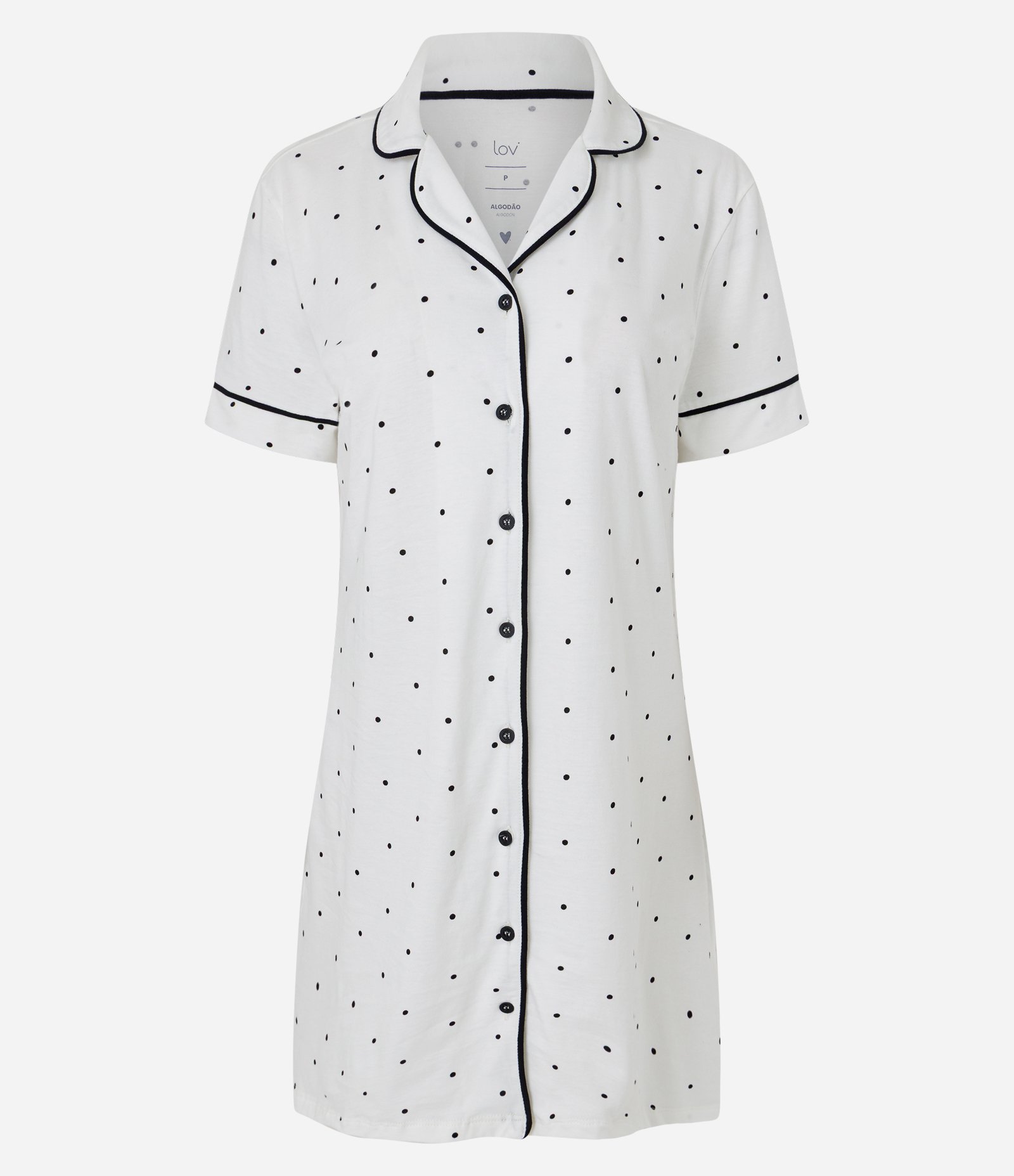 Camisola Americana em Algodão com Estampa Poá Branco 4