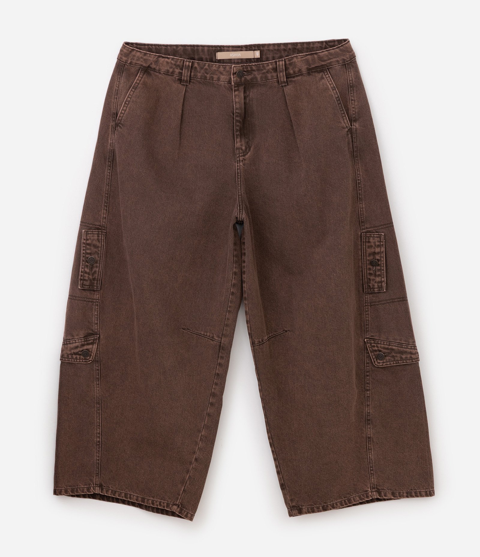 Calça Balloon em Jeans com Bolsos Cargo Curve & Plus Size Marrom 5