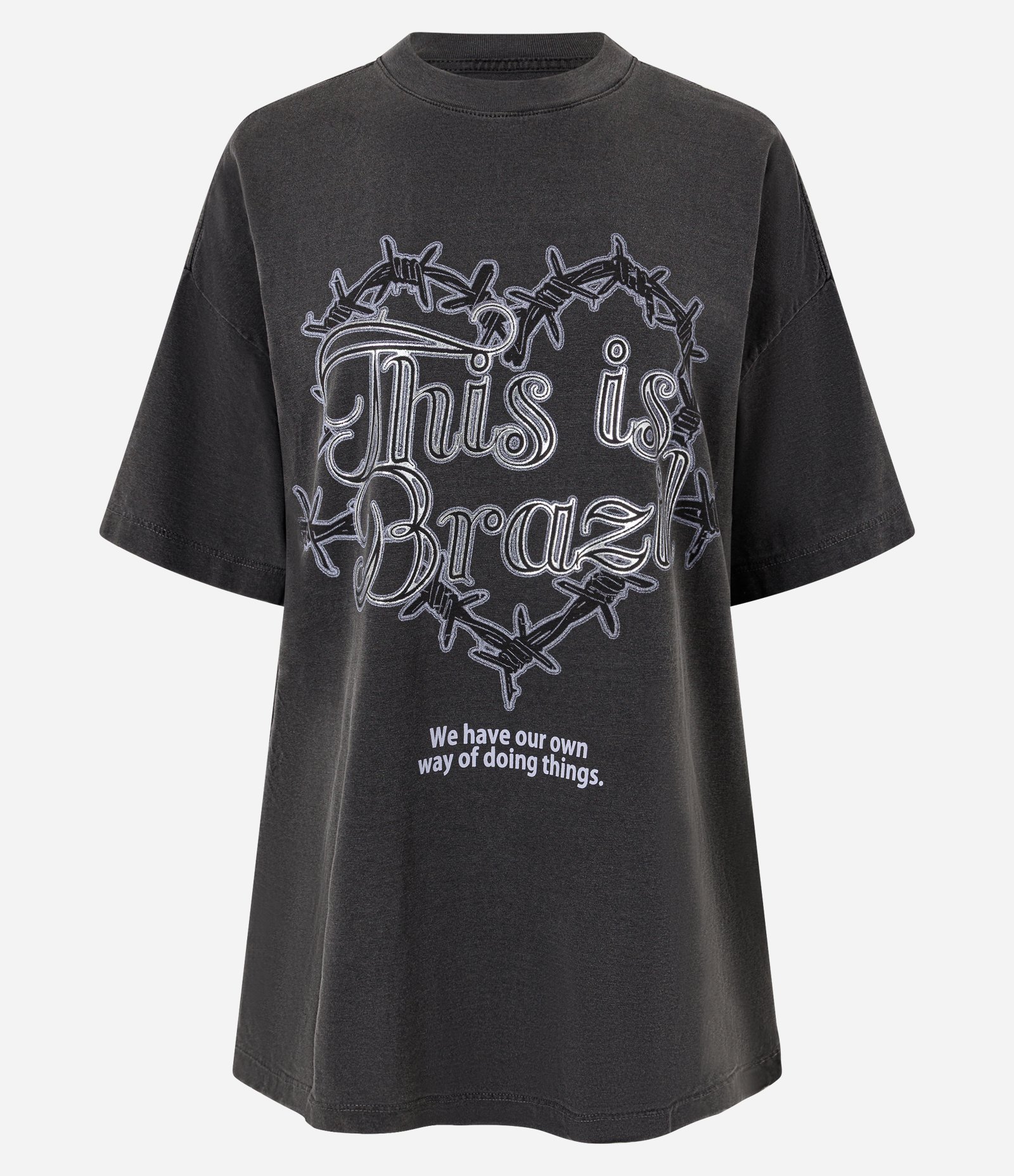 Camiseta Oversized em Algodão Lettering com Estampa I Love Brasil Preto 5