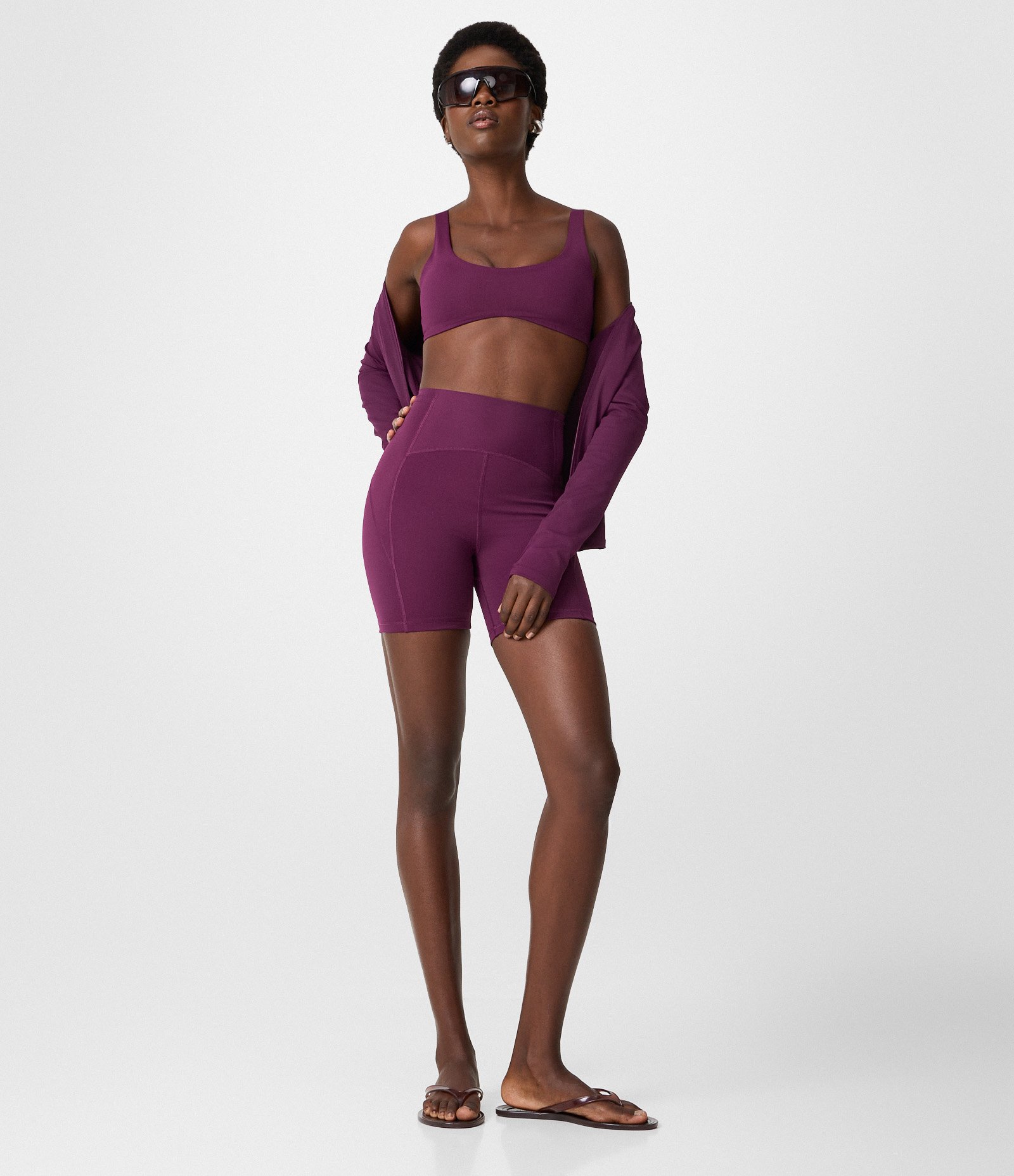 Top Curto Esportivo com Detalhe de Ondulação Roxo 2