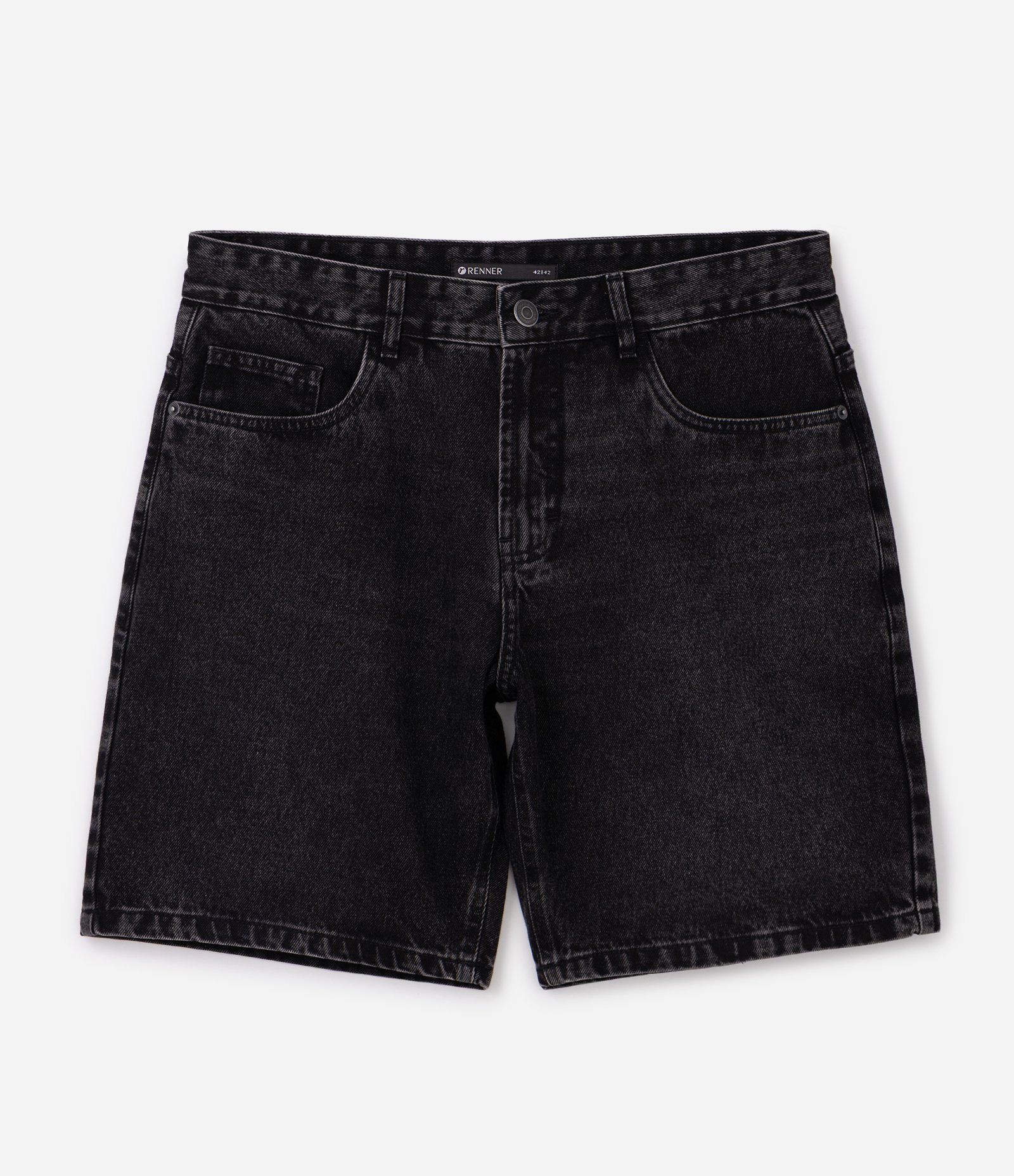 Bermuda Reta em Jeans Preto 6