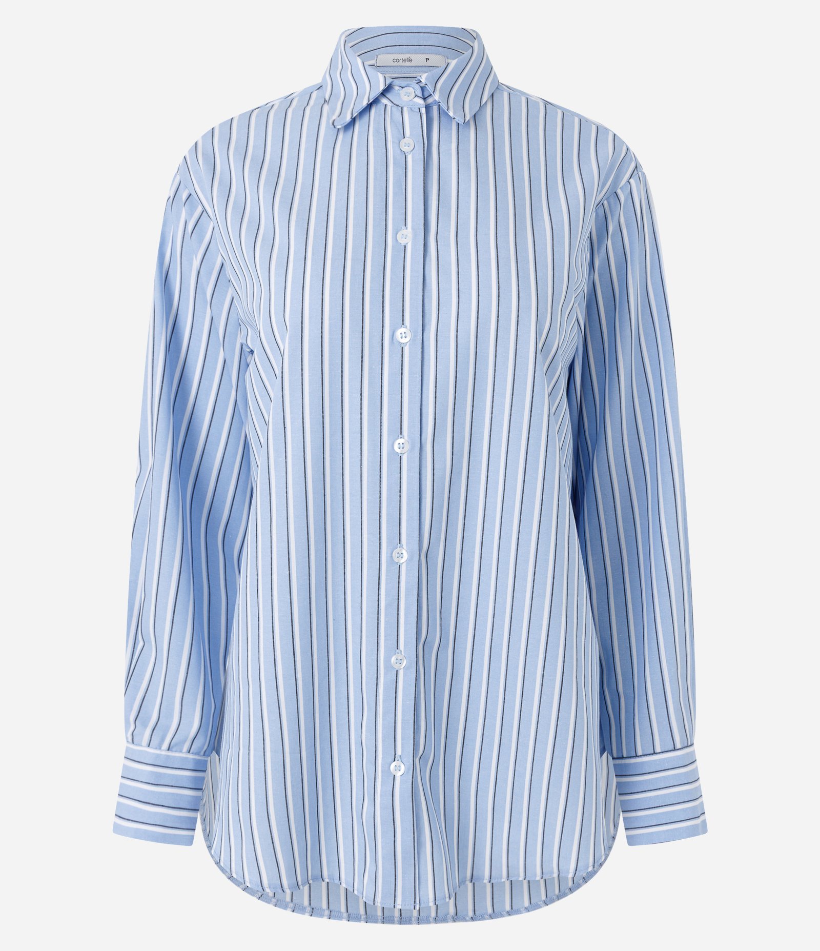 Camisa Oversized em Tricoline Listrada Azul 6