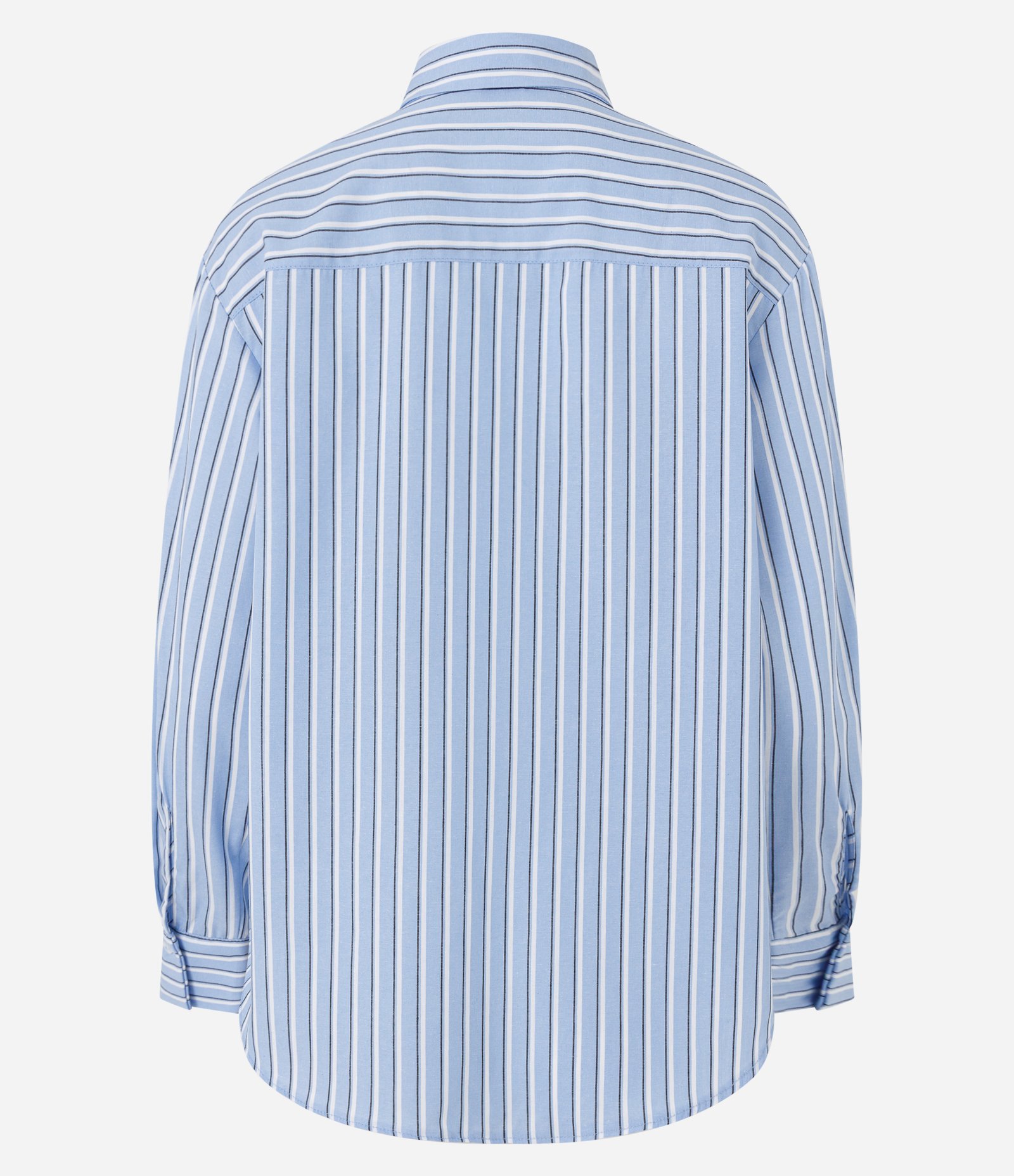 Camisa Oversized em Tricoline Listrada Azul 7