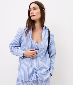 Camisa Oversized em Tricoline Listrada