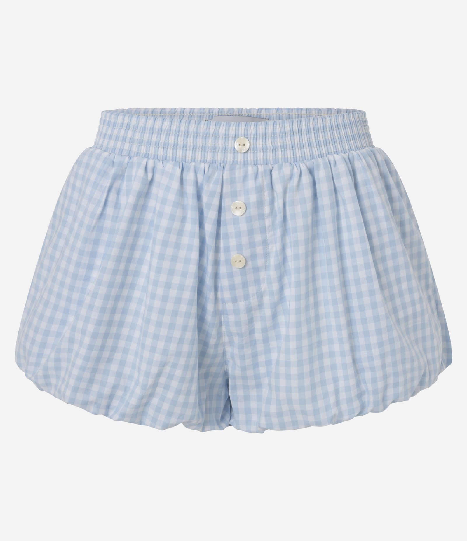 Short Balonê em Tricoline Xadrez Azul 5