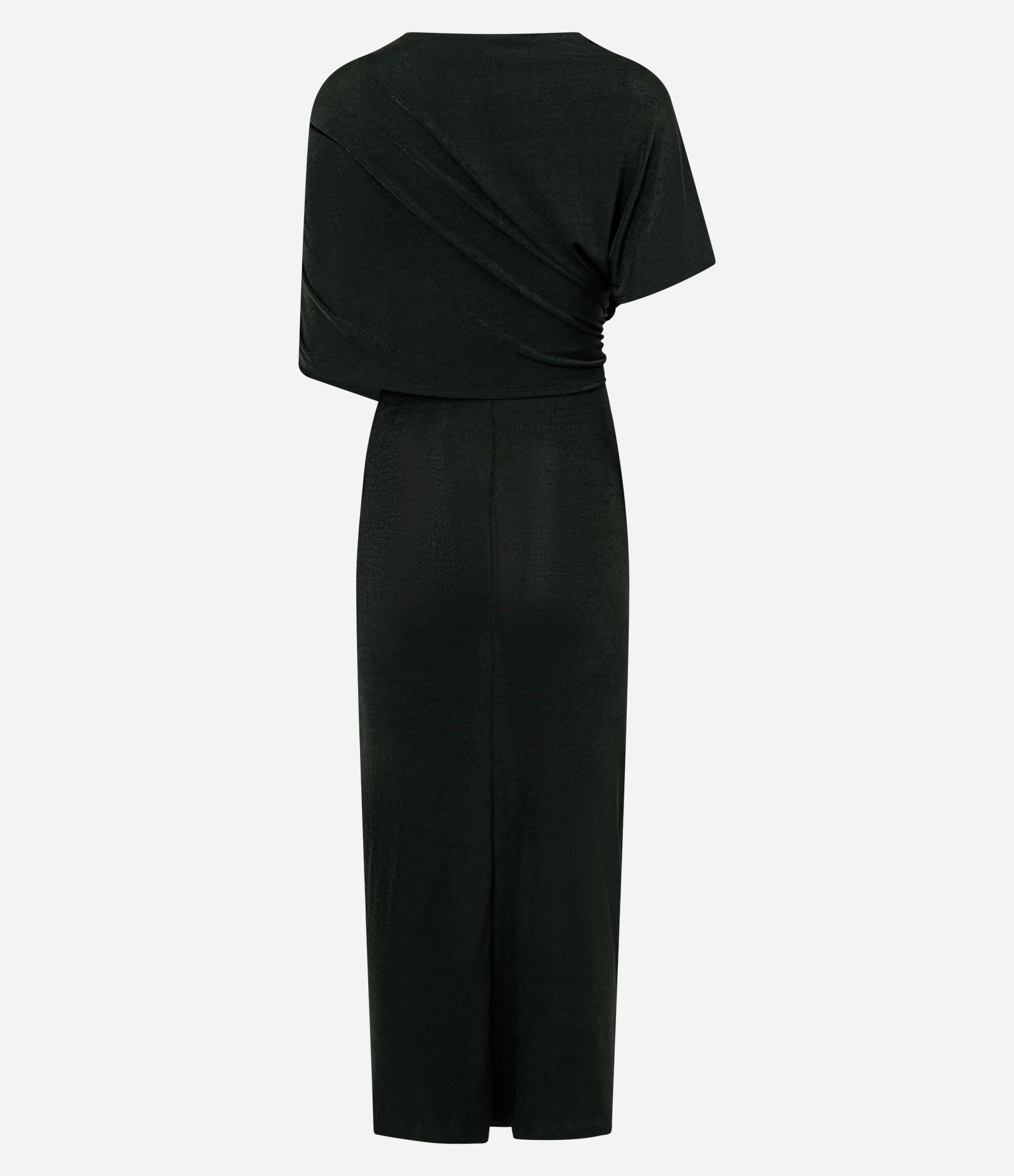 Vestido Longo com Sobreposição e Franzidos Laterais Verde 2