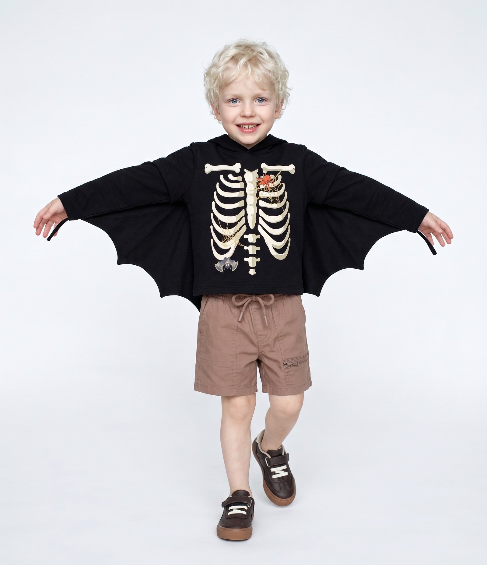 Camiseta Divertida Infantil Em Algodão com Capa Brilha no Escuro - Tam 1 a 6 Anos Preto 1