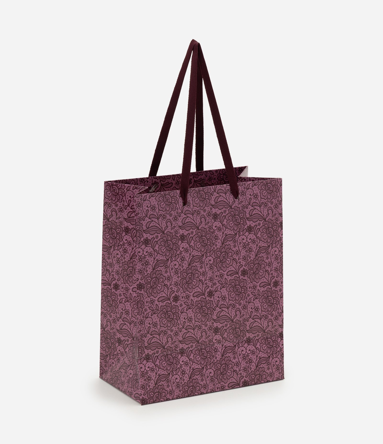 Sacola Pequena em Papel com Estampa Arabesco Roxo 1
