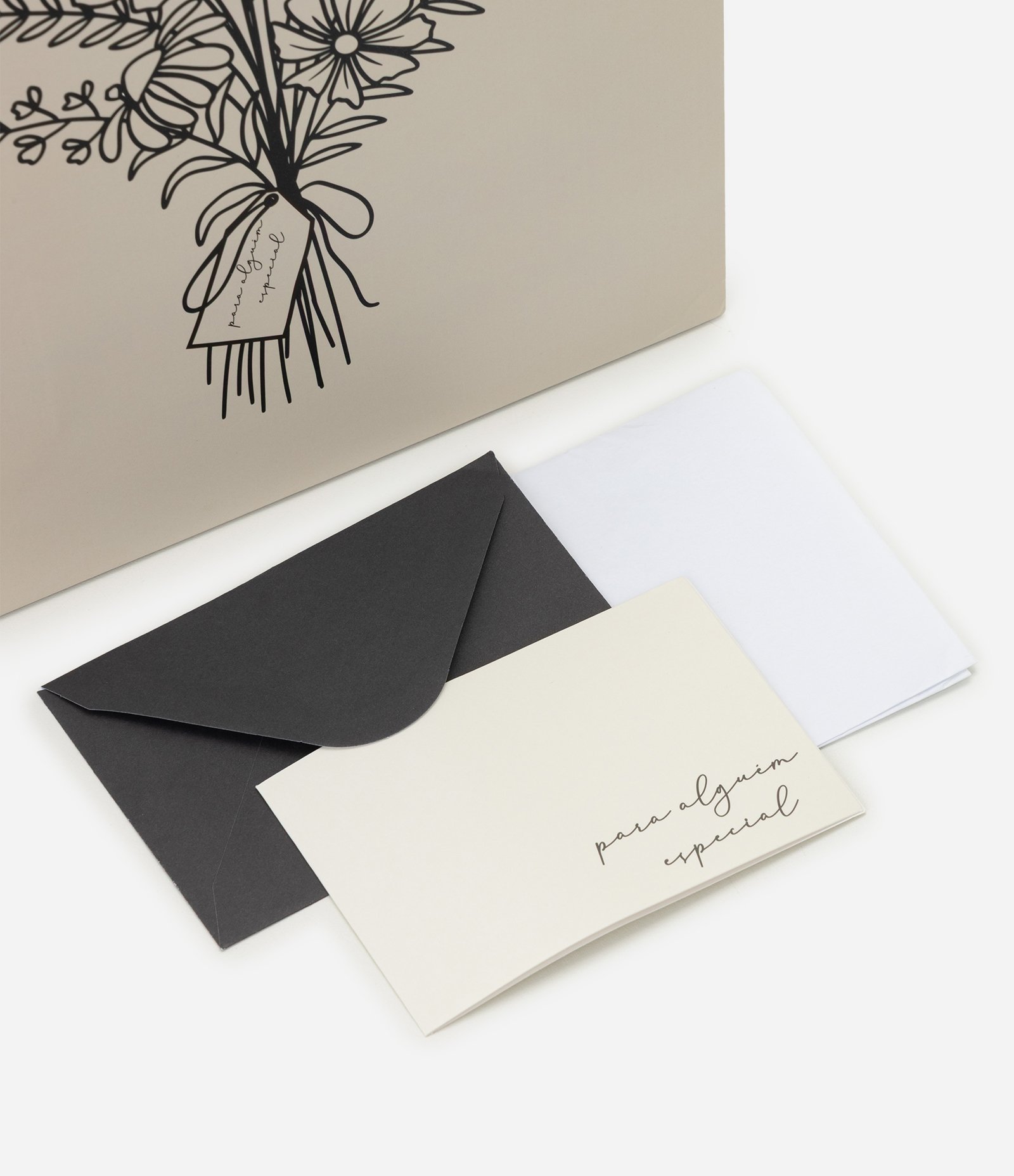 Embalagem para Presente Pequena com Estampa Buquê de Flores Off White 2