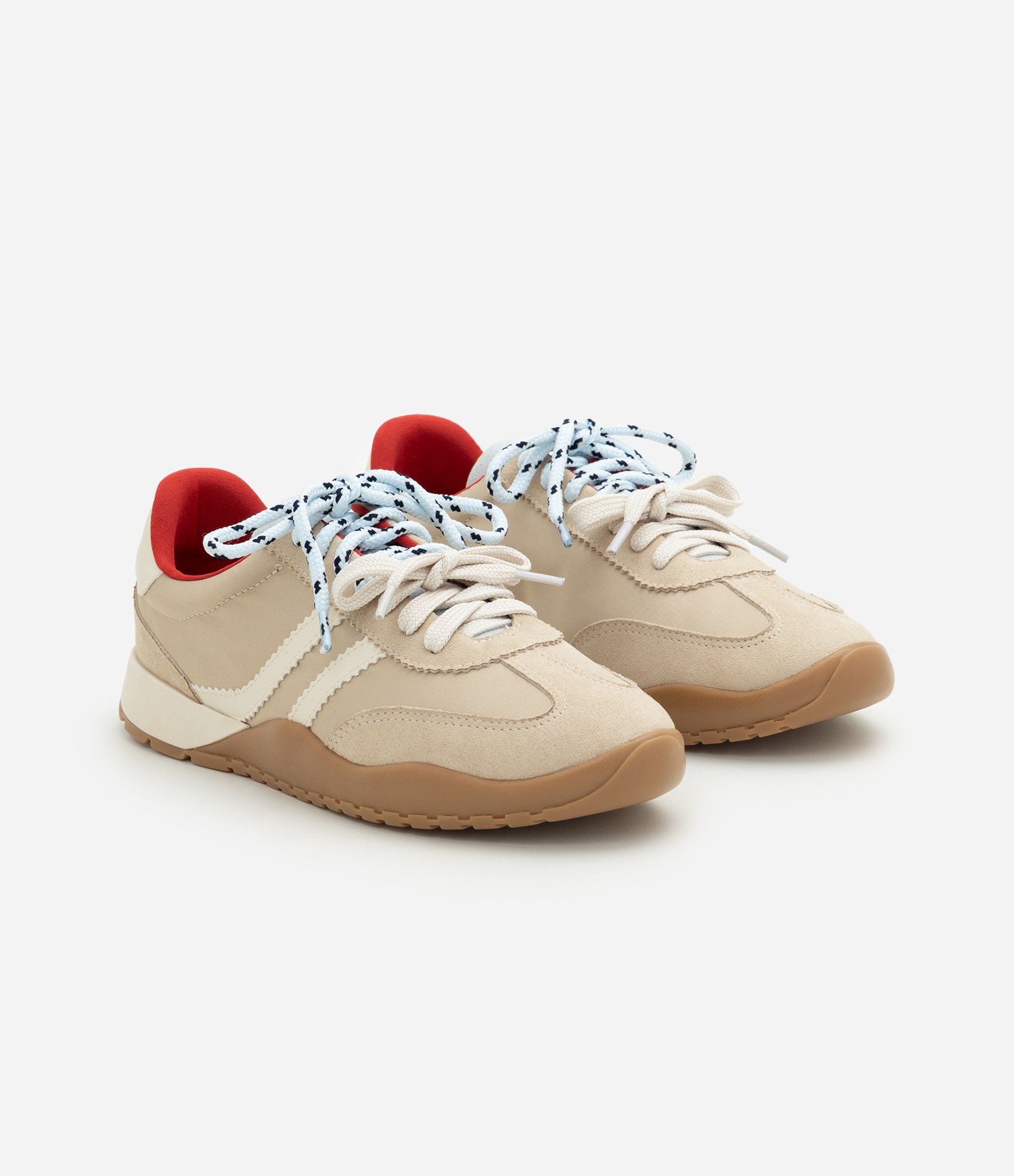 Tênis Jogging Vintage com Acabamentos Acetinados Bege 2