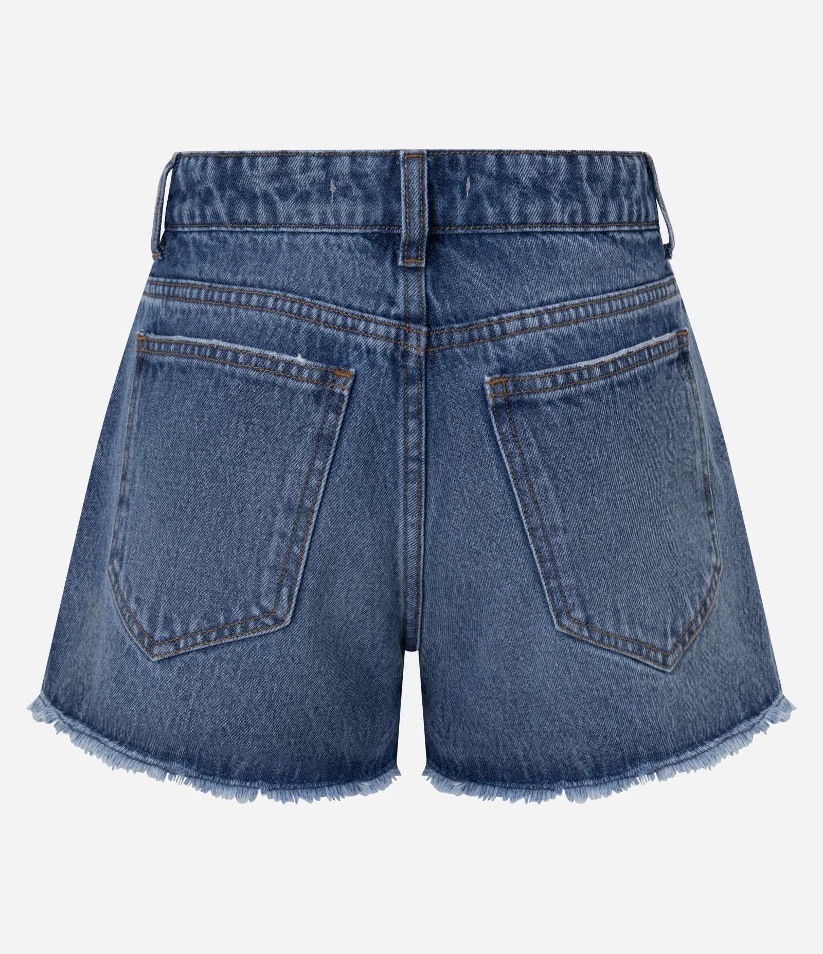 Short em Jeans com Barra Desfiada e Puídos Azul Médio 4